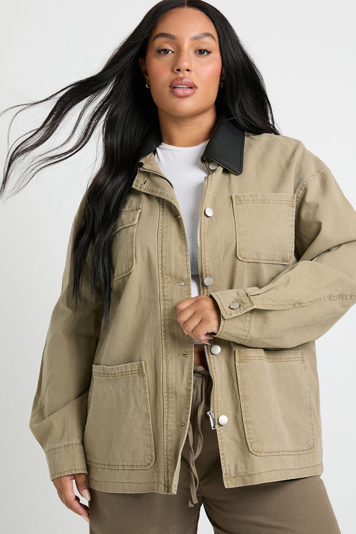 Plus Collared Oversized Jacket by BOOHOO