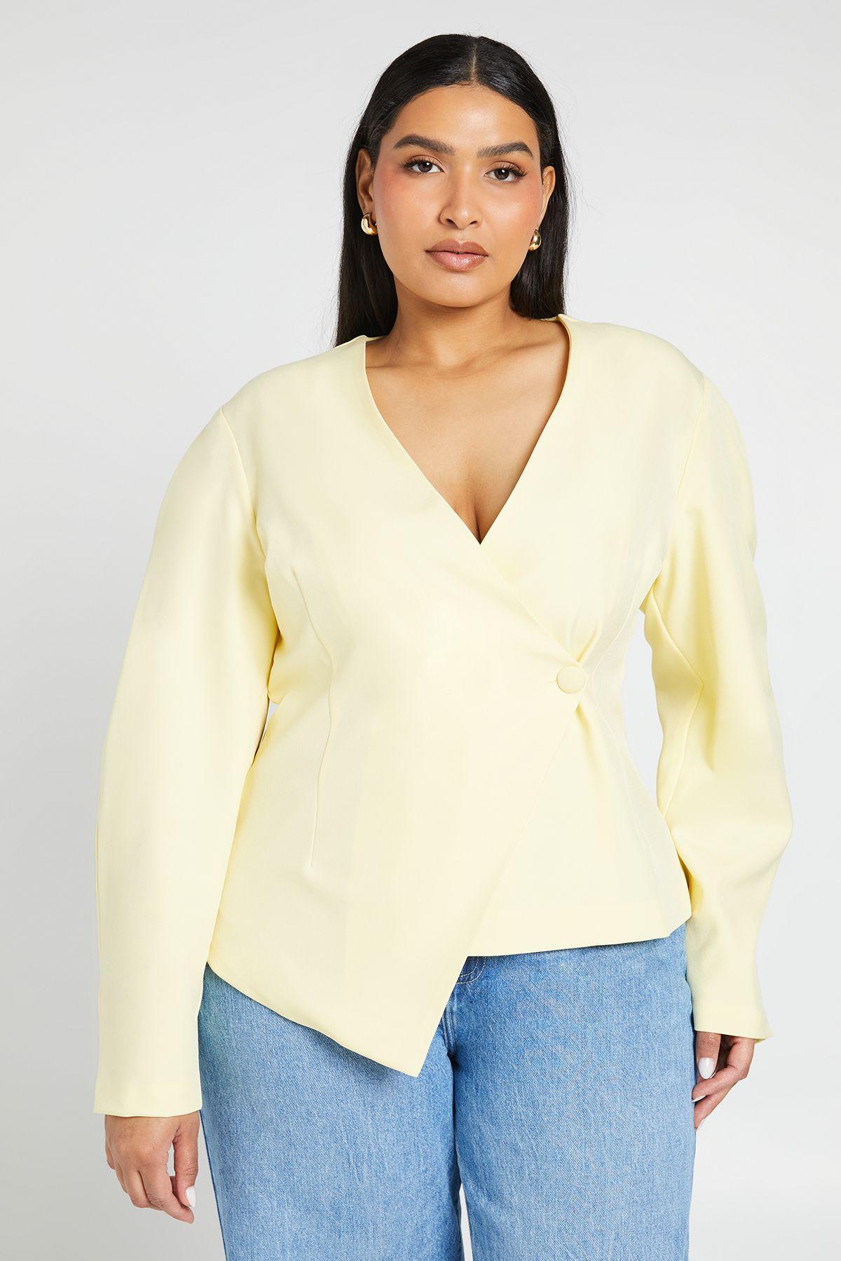 Plus Collarless Cinched Blazer by BOOHOO