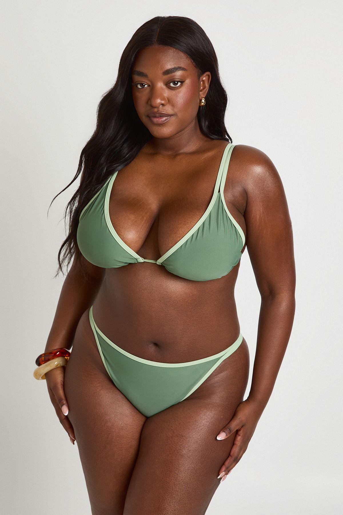 Plus Contrast High Leg Bikini by BOOHOO