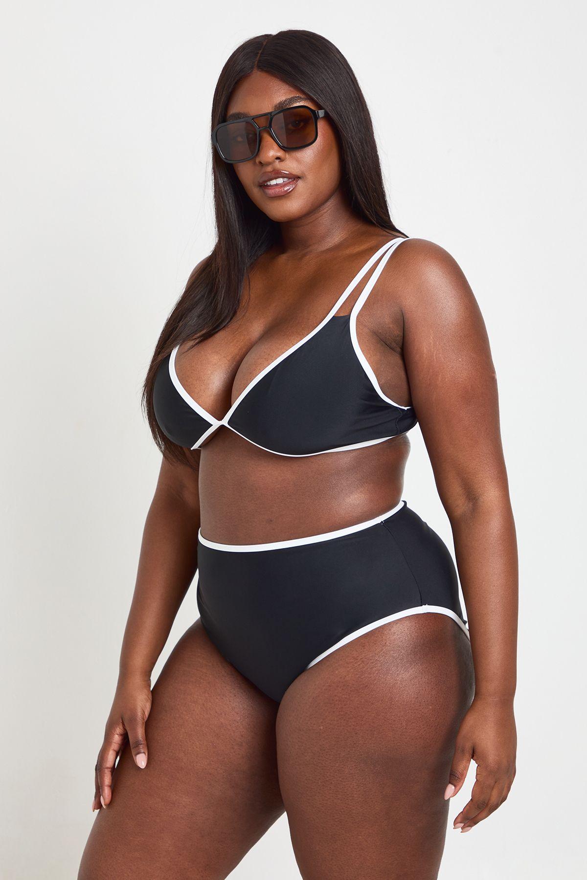 Plus Contrast High Leg Bikini Set by BOOHOO