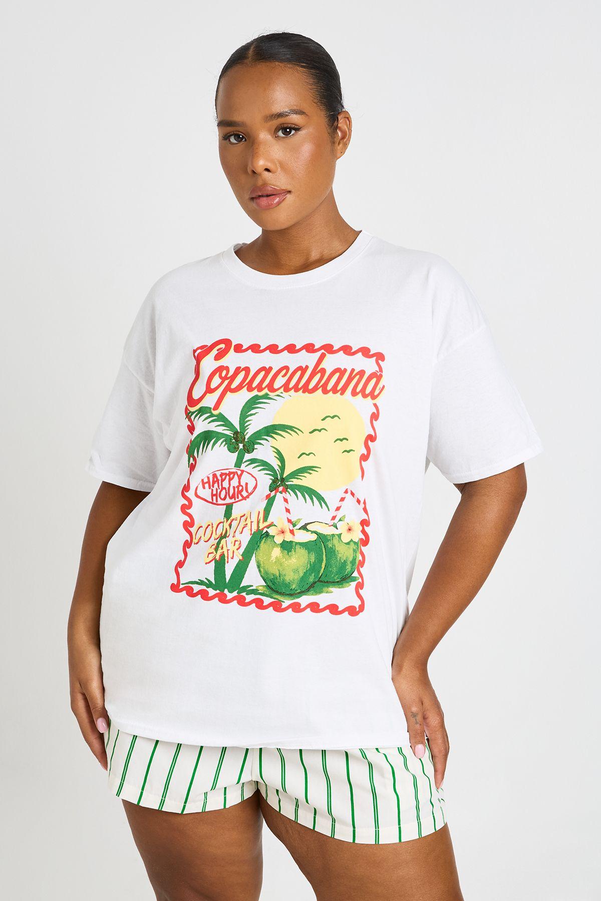Plus Copacabana Printed T Shirt by BOOHOO