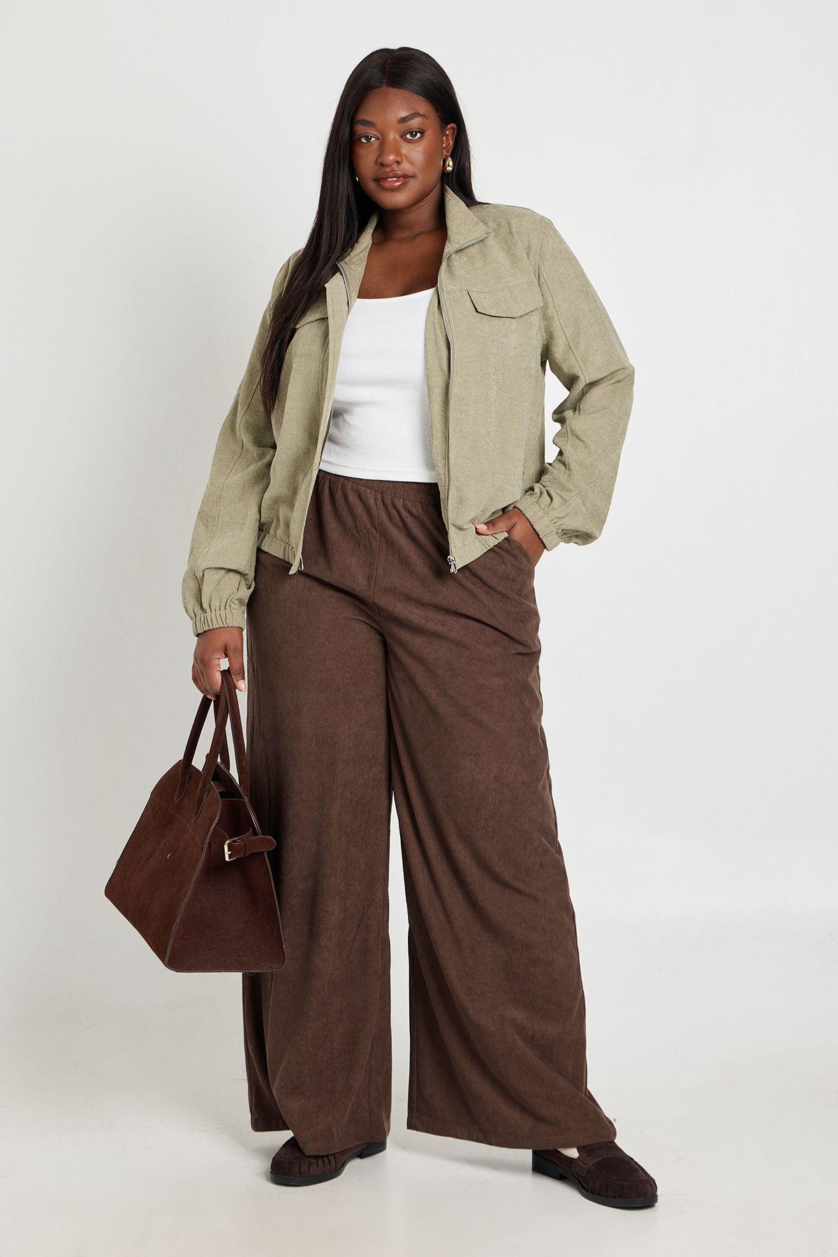Plus Cord Wide Leg Trouser by BOOHOO