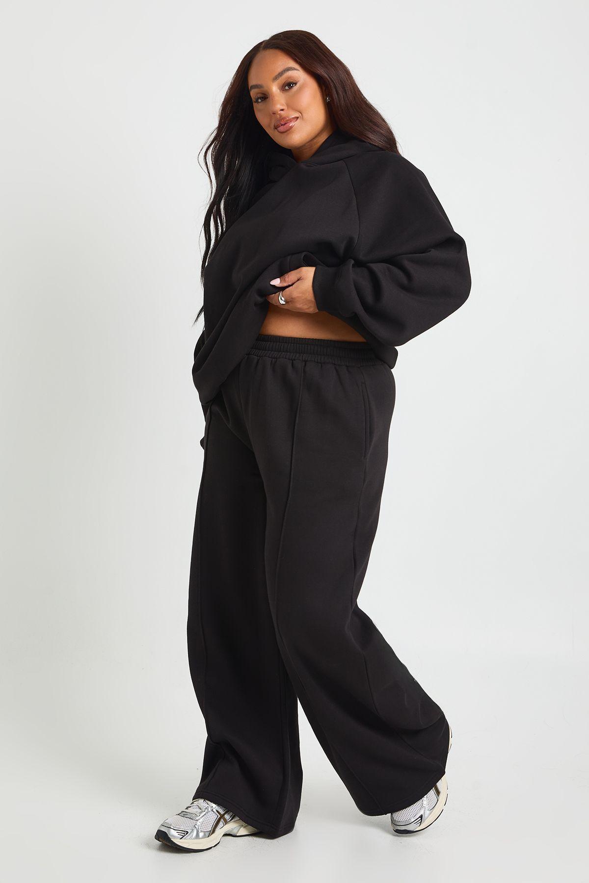 Plus Core Basic Pintuck Detail Straight Leg Jogger by BOOHOO