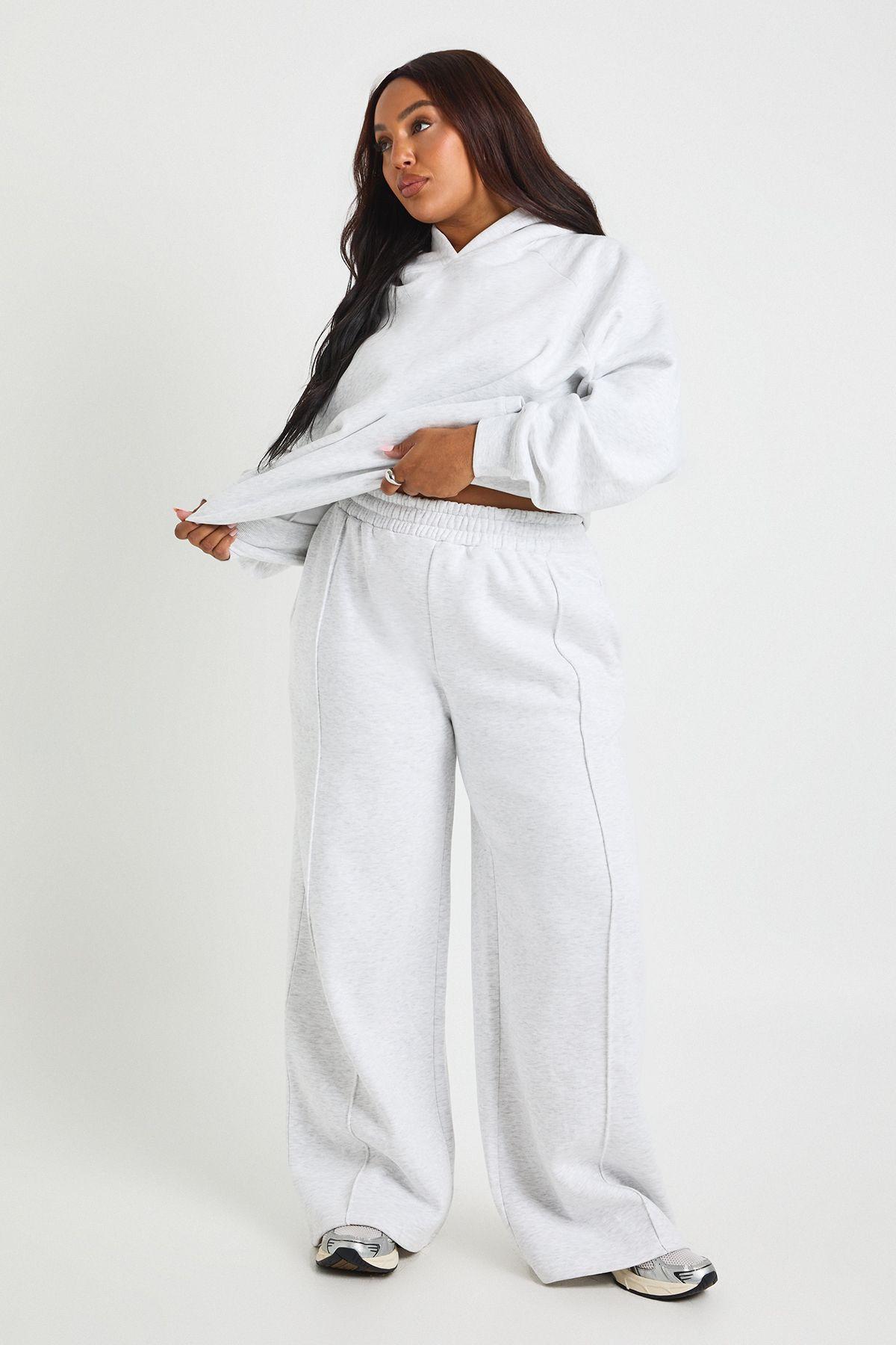 Plus Core Basic Pintuck Detail Straight Leg Jogger by BOOHOO