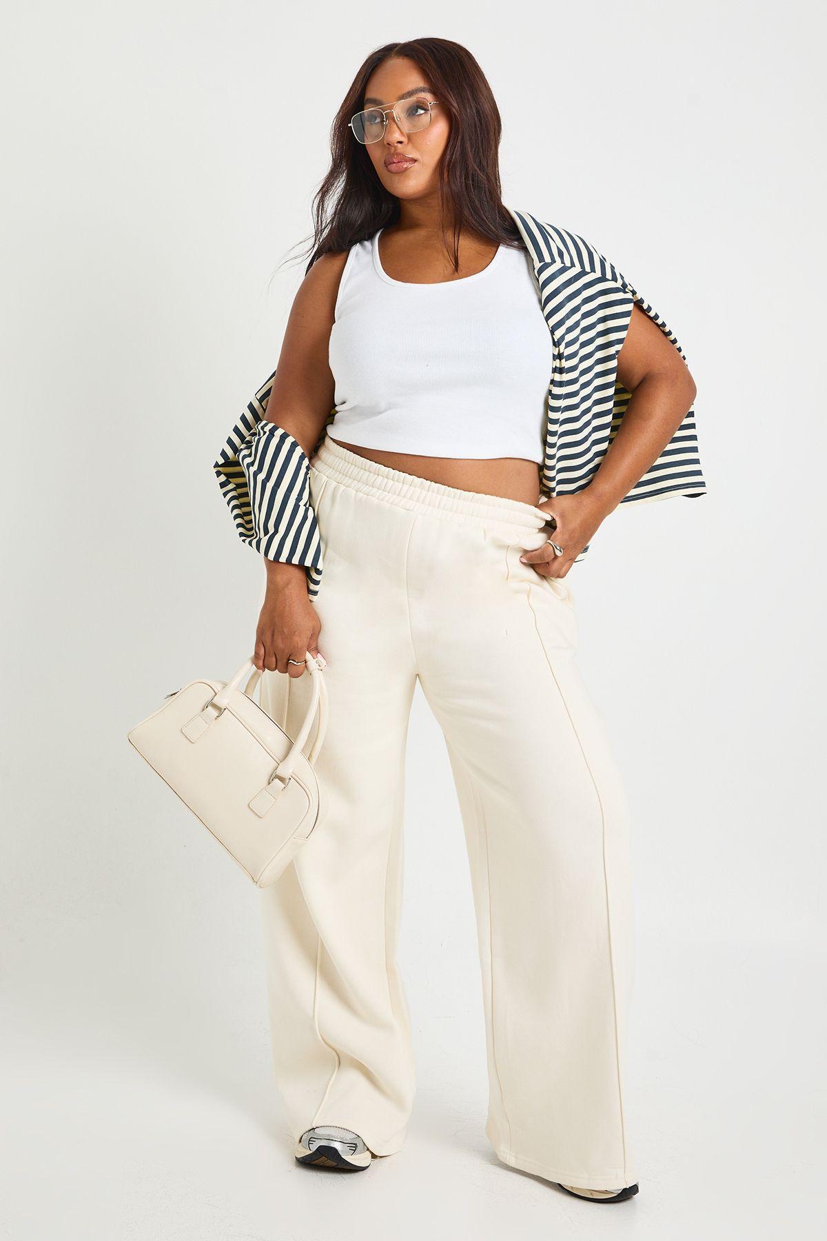 Plus Core Basic  Pintuck Detail Straight Leg Jogger by BOOHOO