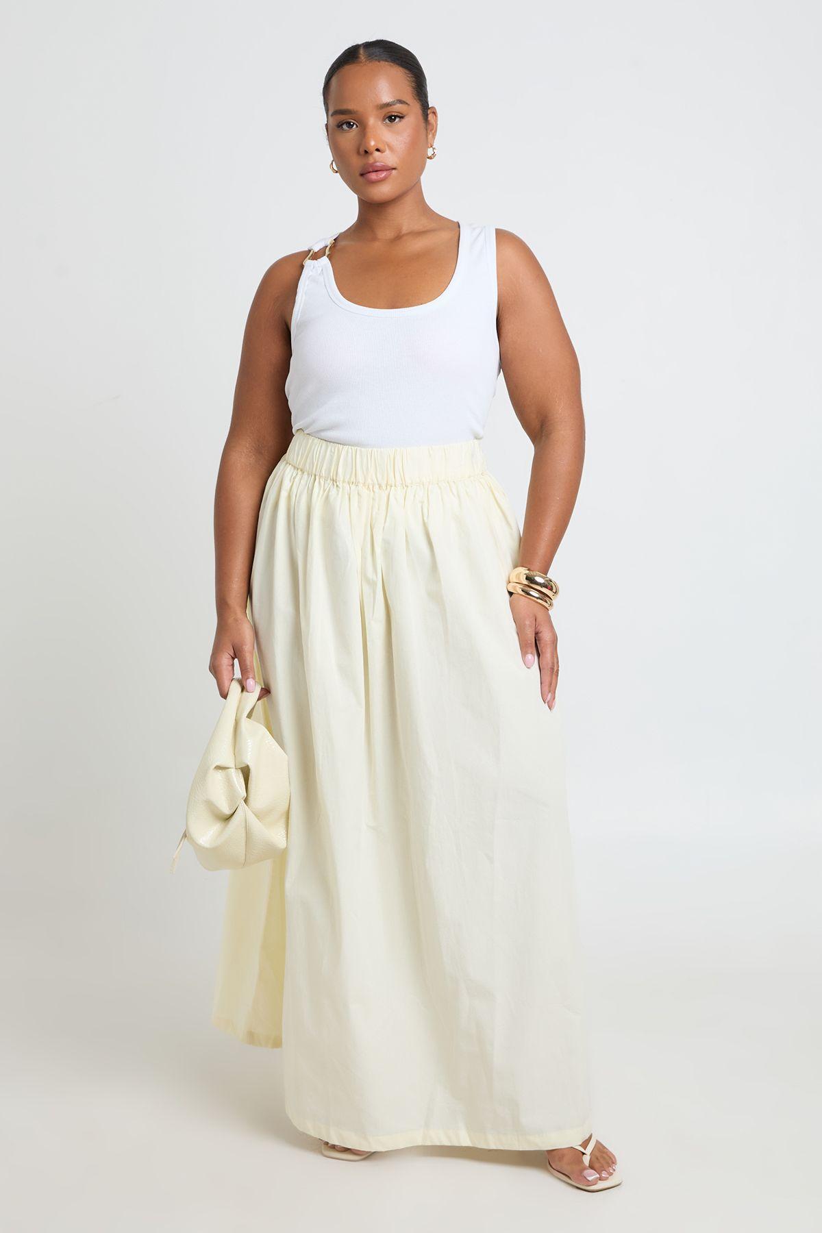 Plus Cotton Gathered Maxi Skirt by BOOHOO