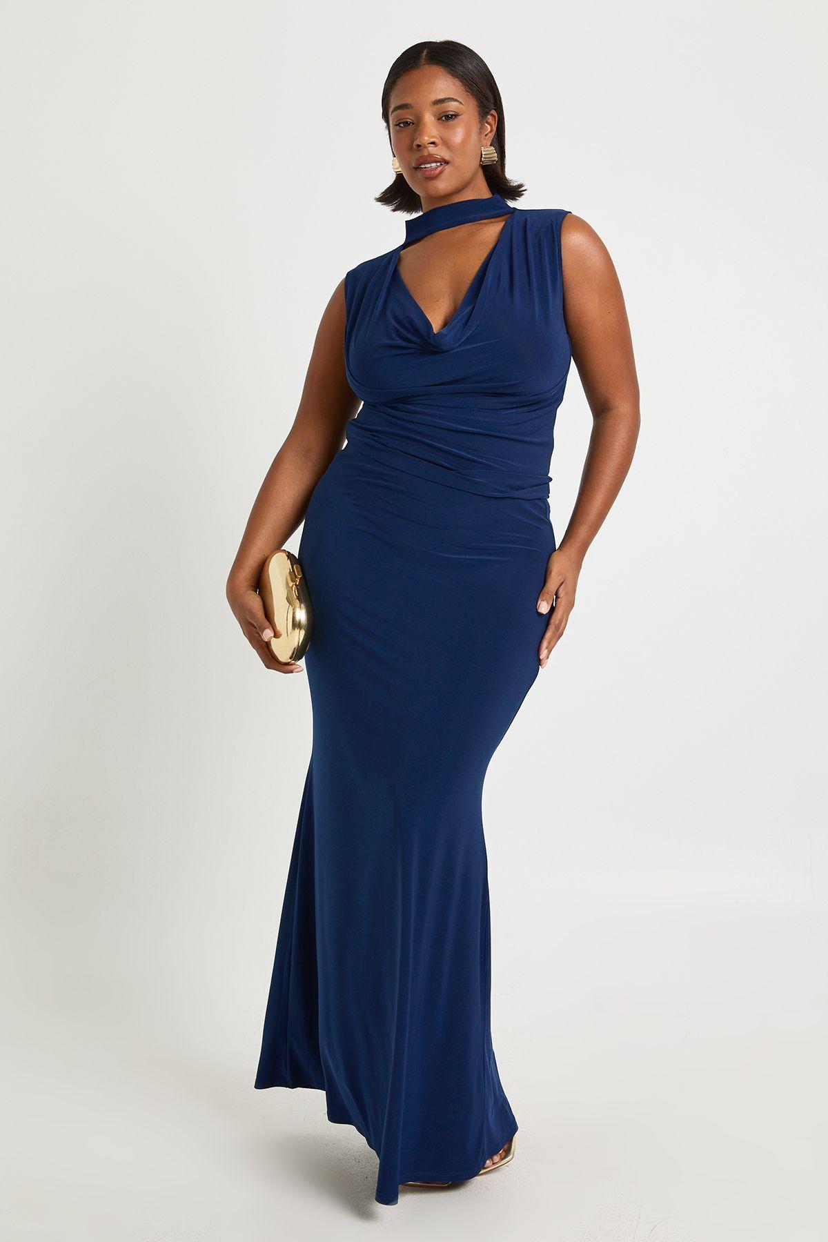 Plus Cowl Neck Scarf Detail Top And Collumn Maxi Skirt by BOOHOO
