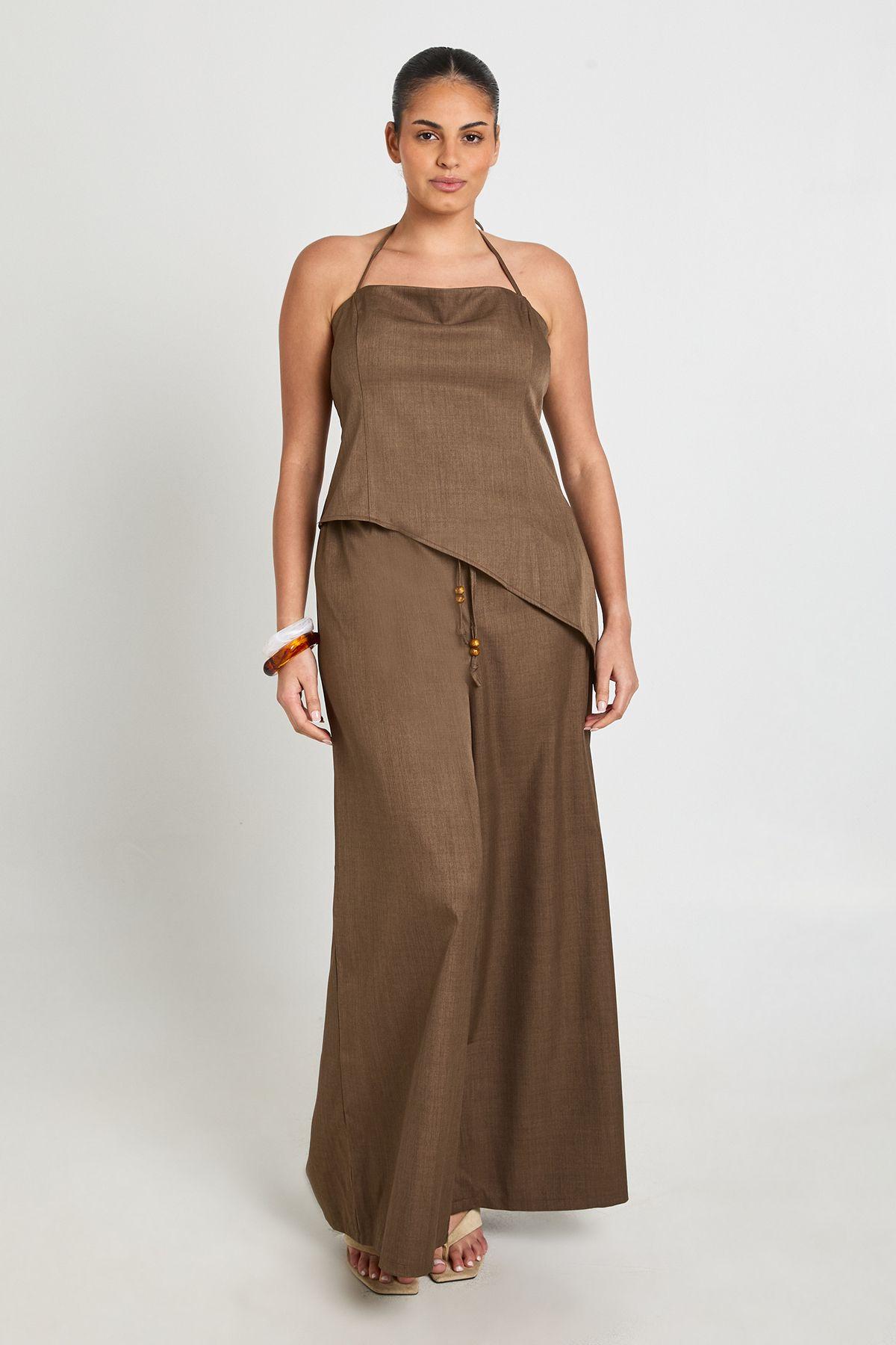 Plus Crepe Beaded Cowl Neck Cami Top by BOOHOO