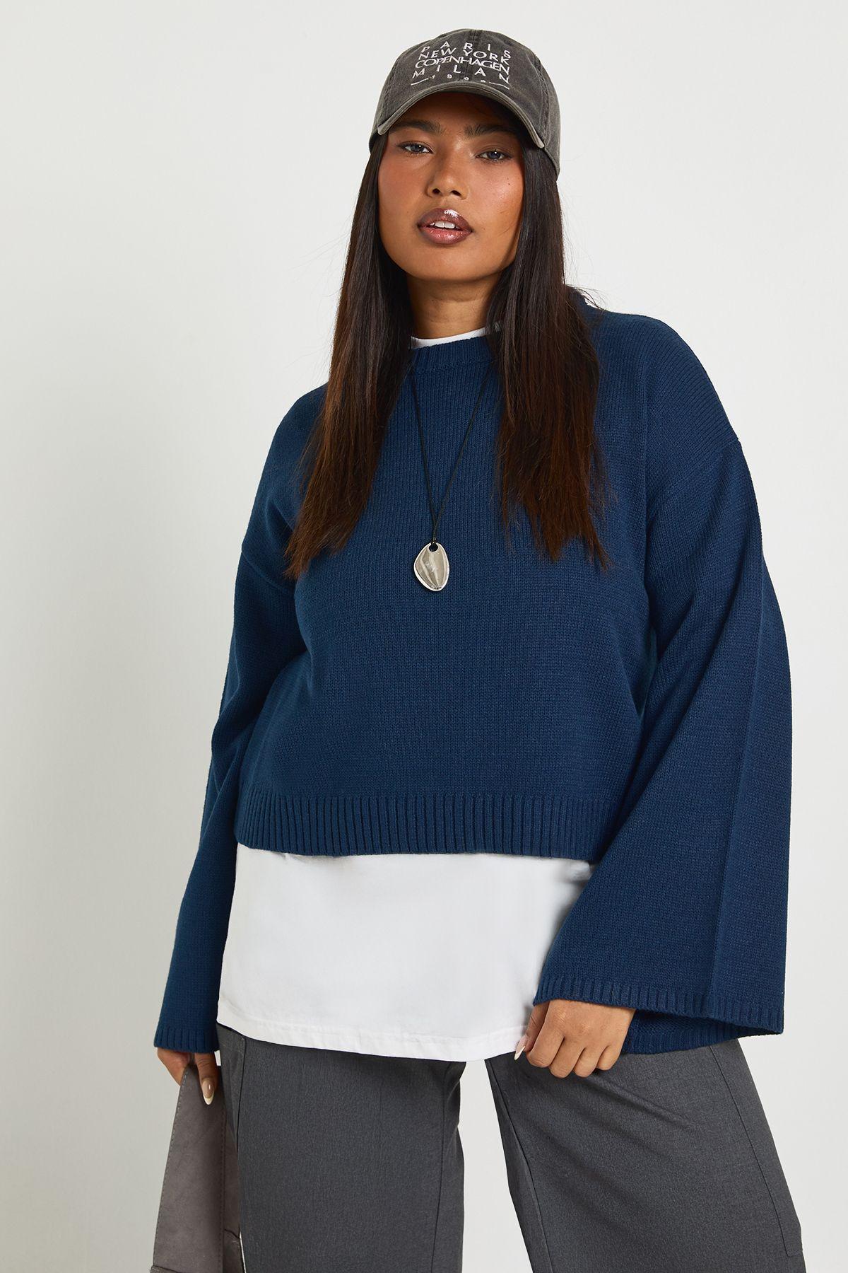 Plus Crew Neck Jumper by BOOHOO