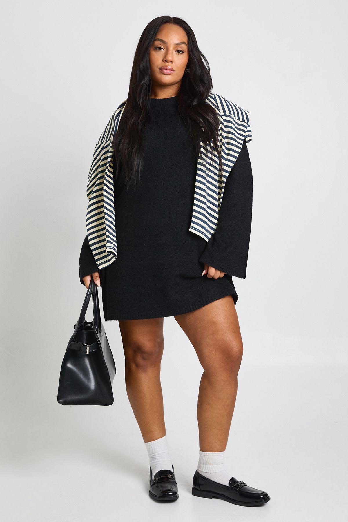 Plus Crew Neck Knit Jumper Dress by BOOHOO