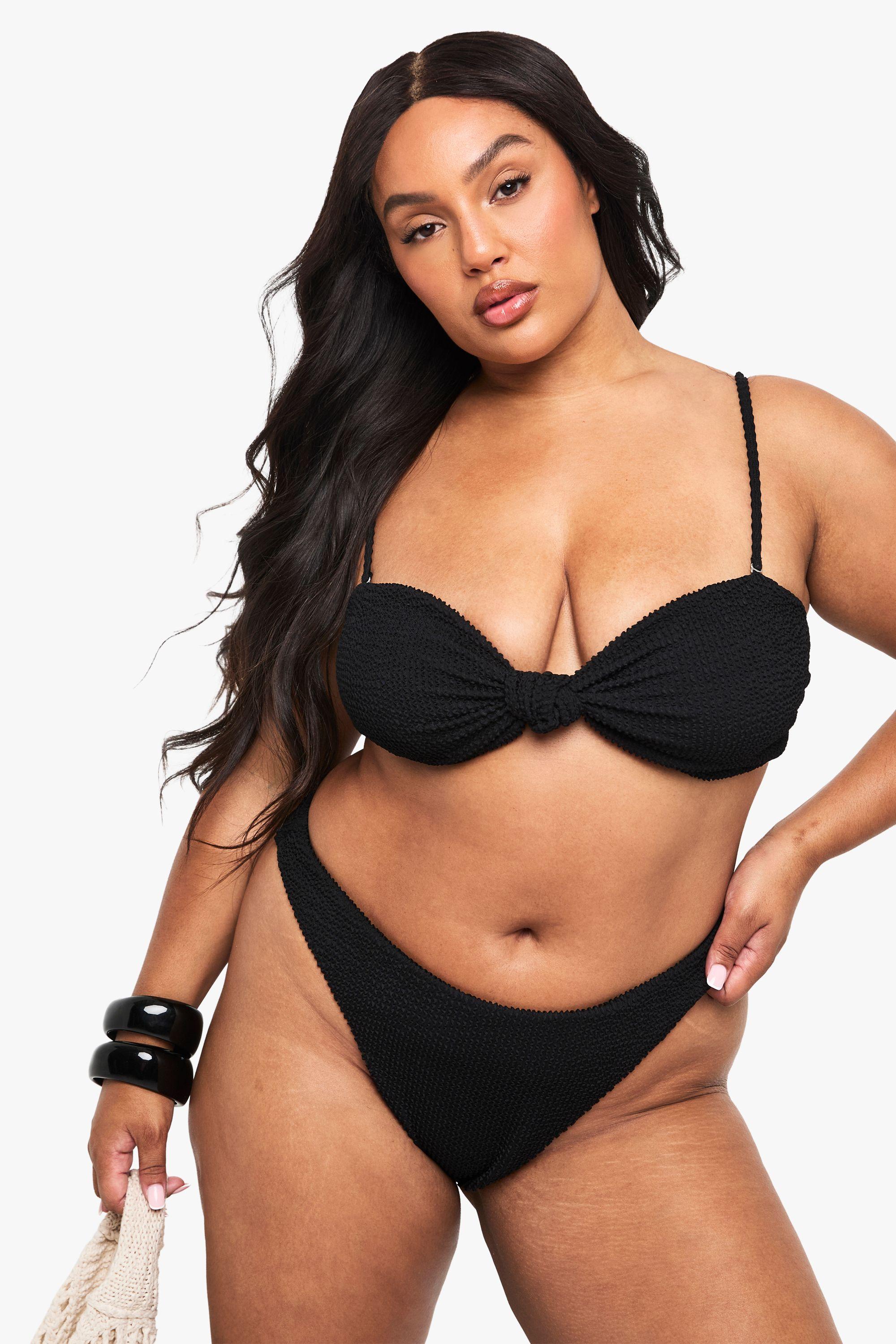 Plus Crinkle Knot Front Bikini Top by BOOHOO