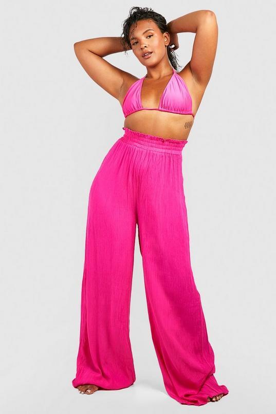 Plus Crinkle Rayon Beach Trousers by BOOHOO