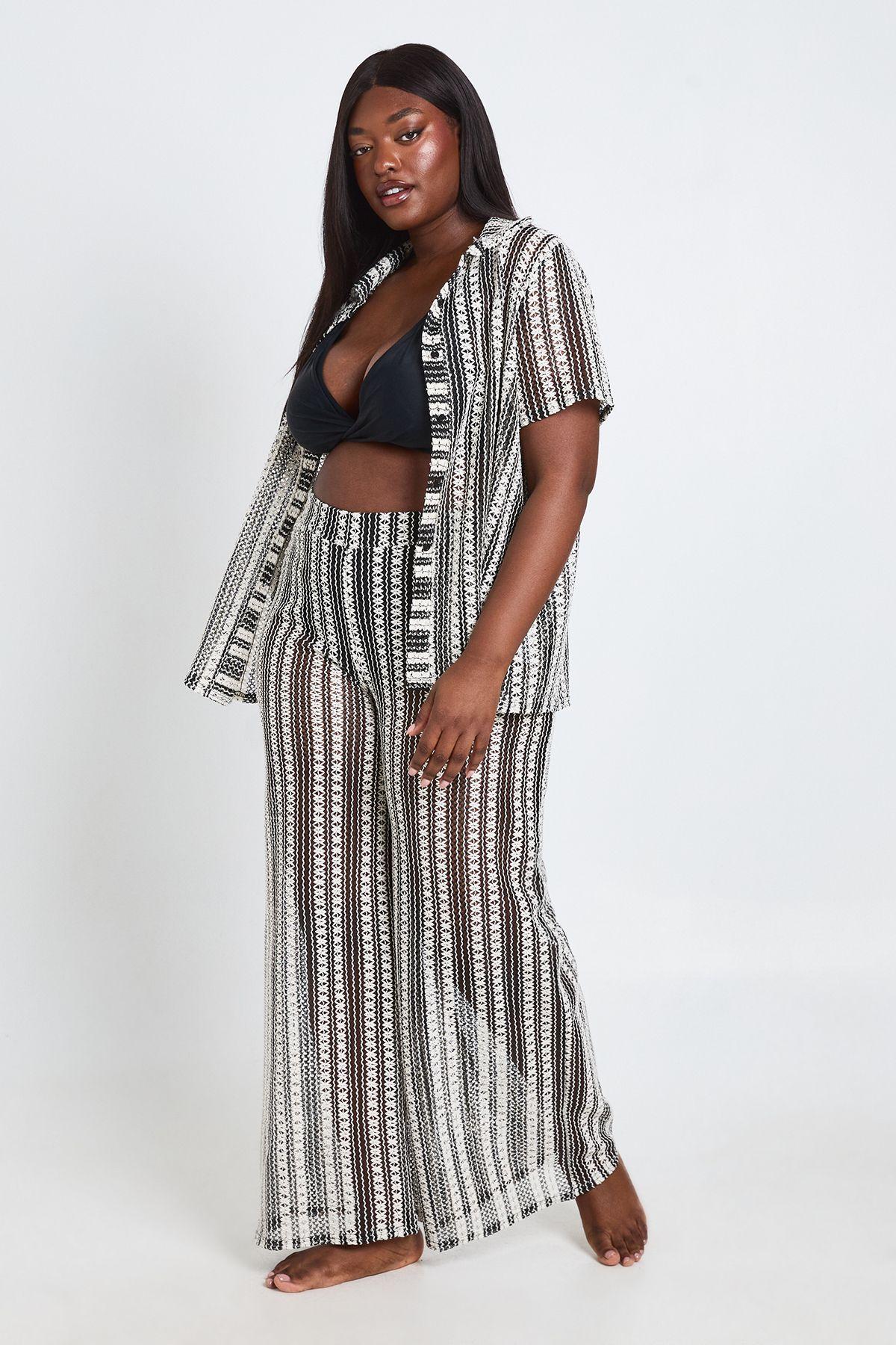 Plus Crochet Beach Trouser by BOOHOO