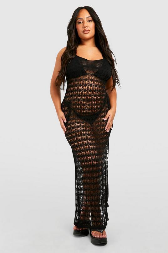 Plus Crochet Strappy Beach Maxi Dress by BOOHOO