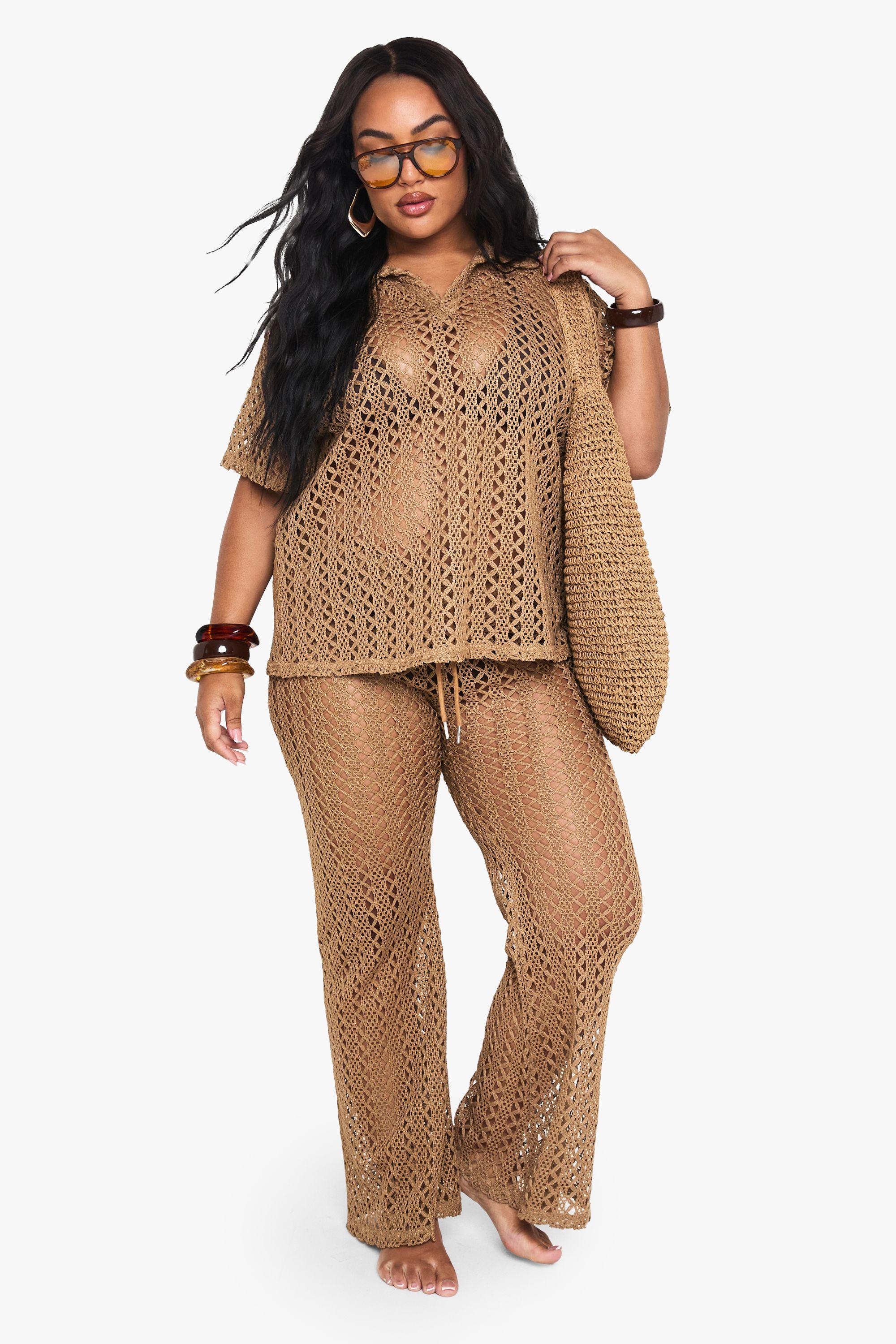 Plus Crochet Wide Leg Beach Trouser by BOOHOO