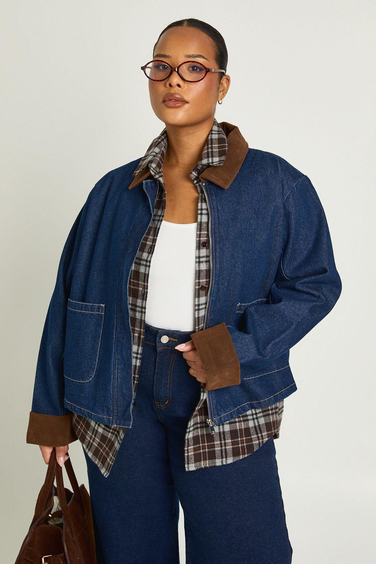 Plus Denim Barn Jacket by BOOHOO