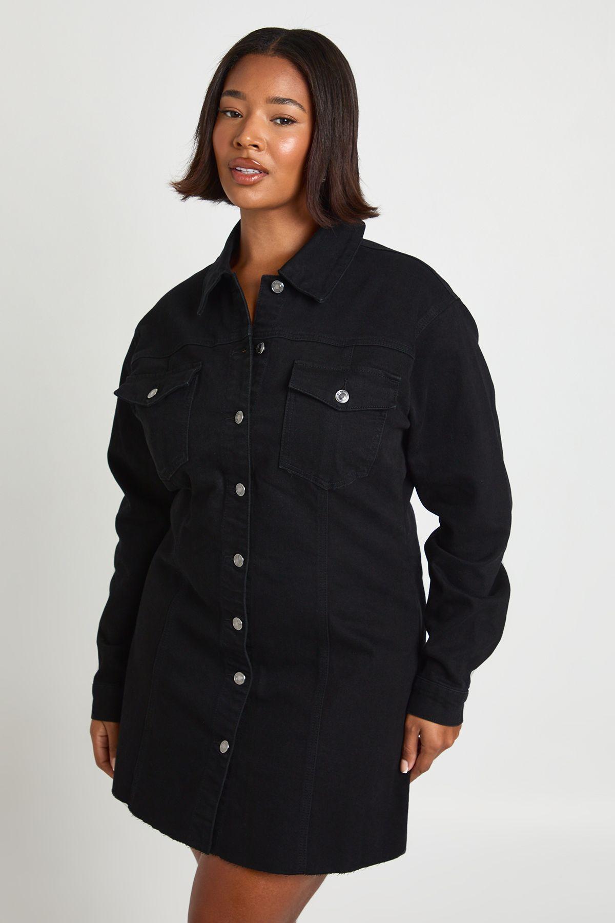 Plus Denim Button Down Dress by BOOHOO