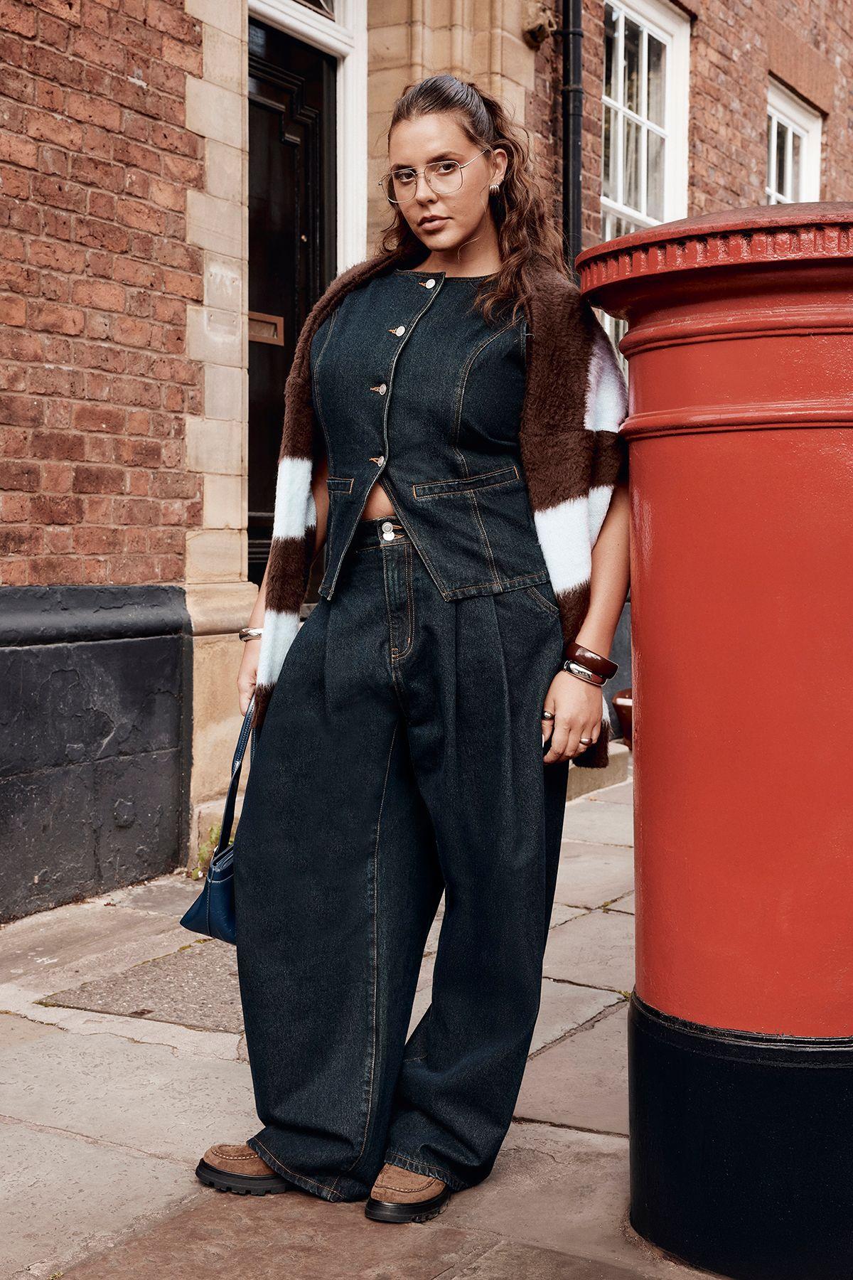Plus Denim Longline Button Down Waistcoat by BOOHOO