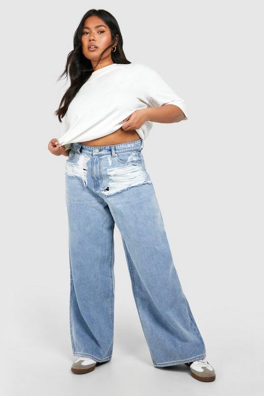 Plus Distressed Straight Leg Denim Jean by BOOHOO