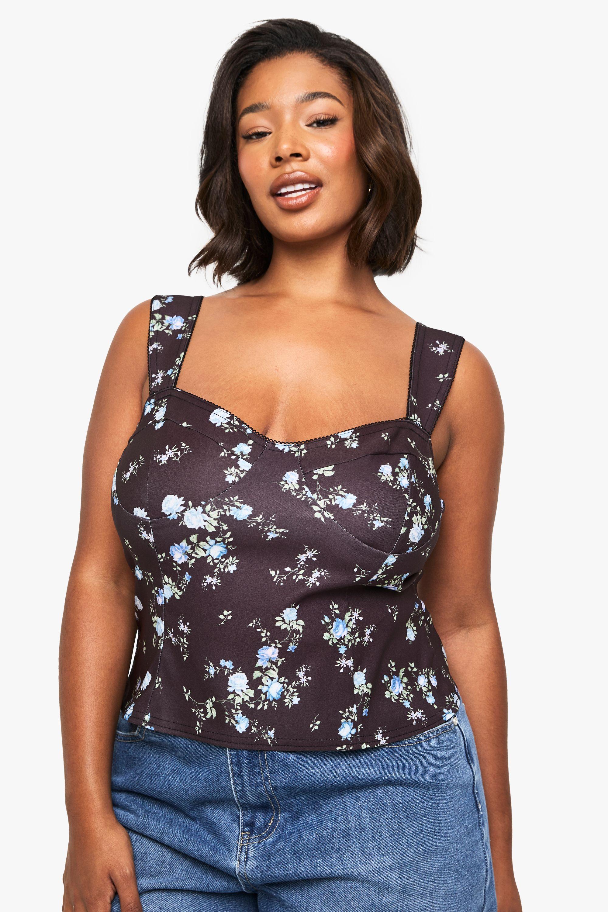 Plus Ditsy Lace Detail Bengaline Top by BOOHOO