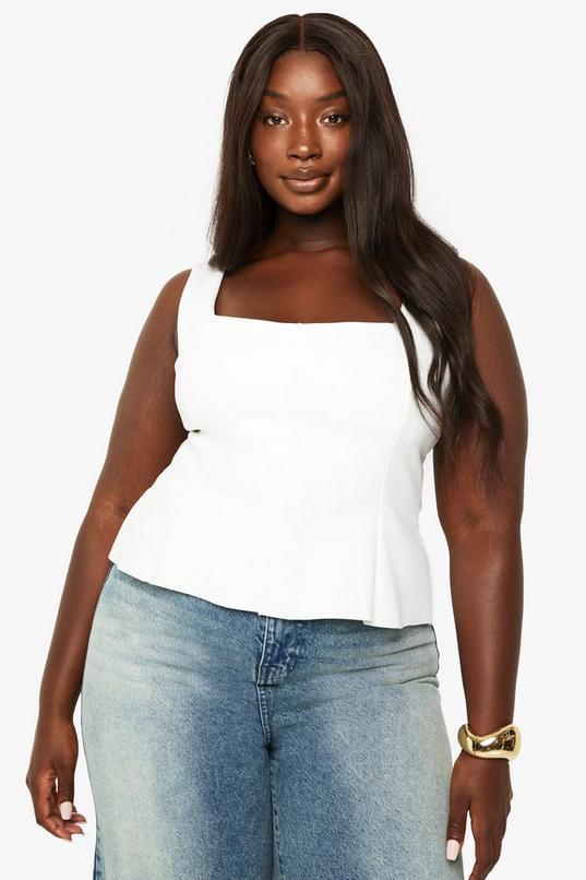 Plus Double Bengaline Structured Panel Top by BOOHOO