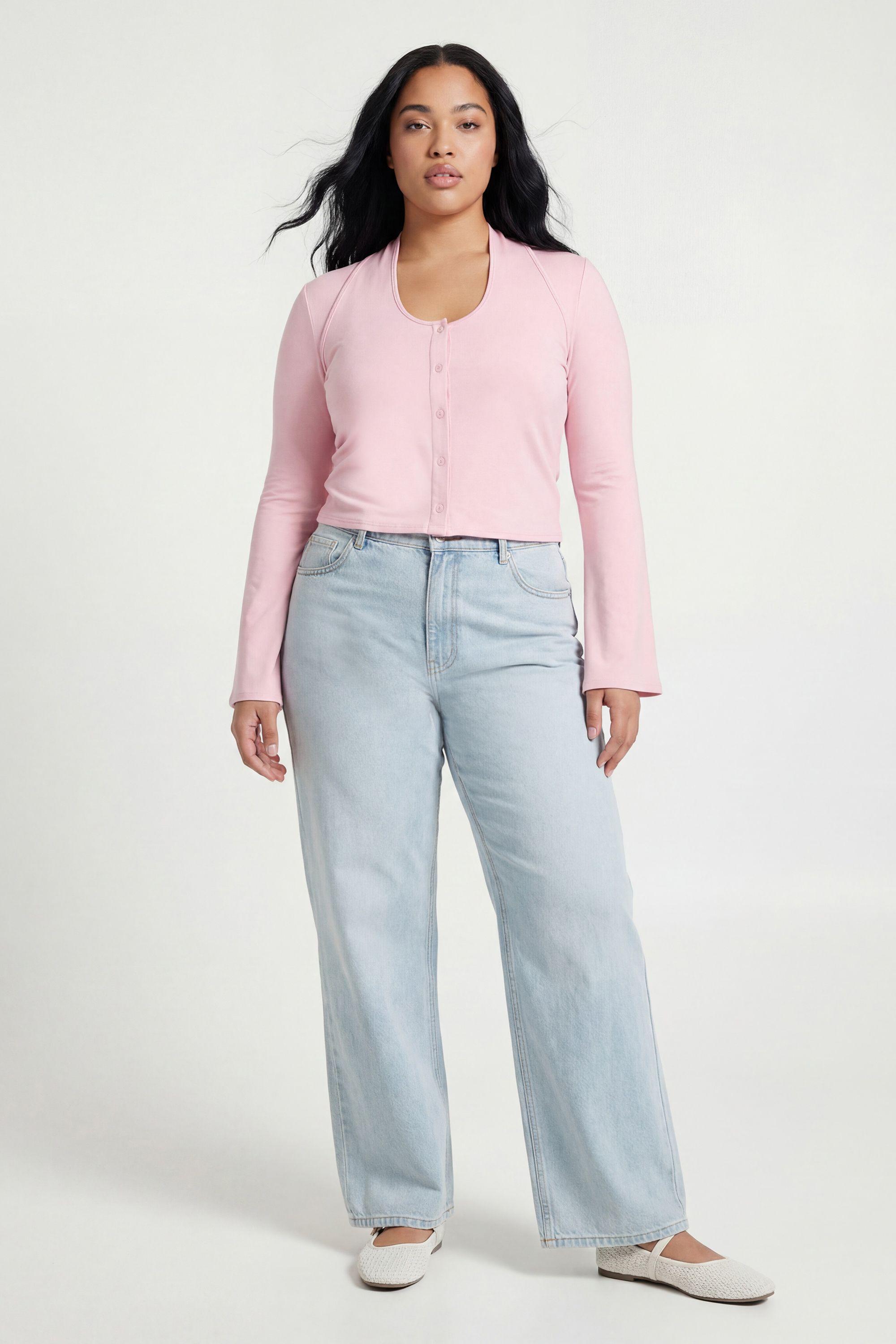 Plus Double Layer Halter Neck Button Down Top by BOOHOO