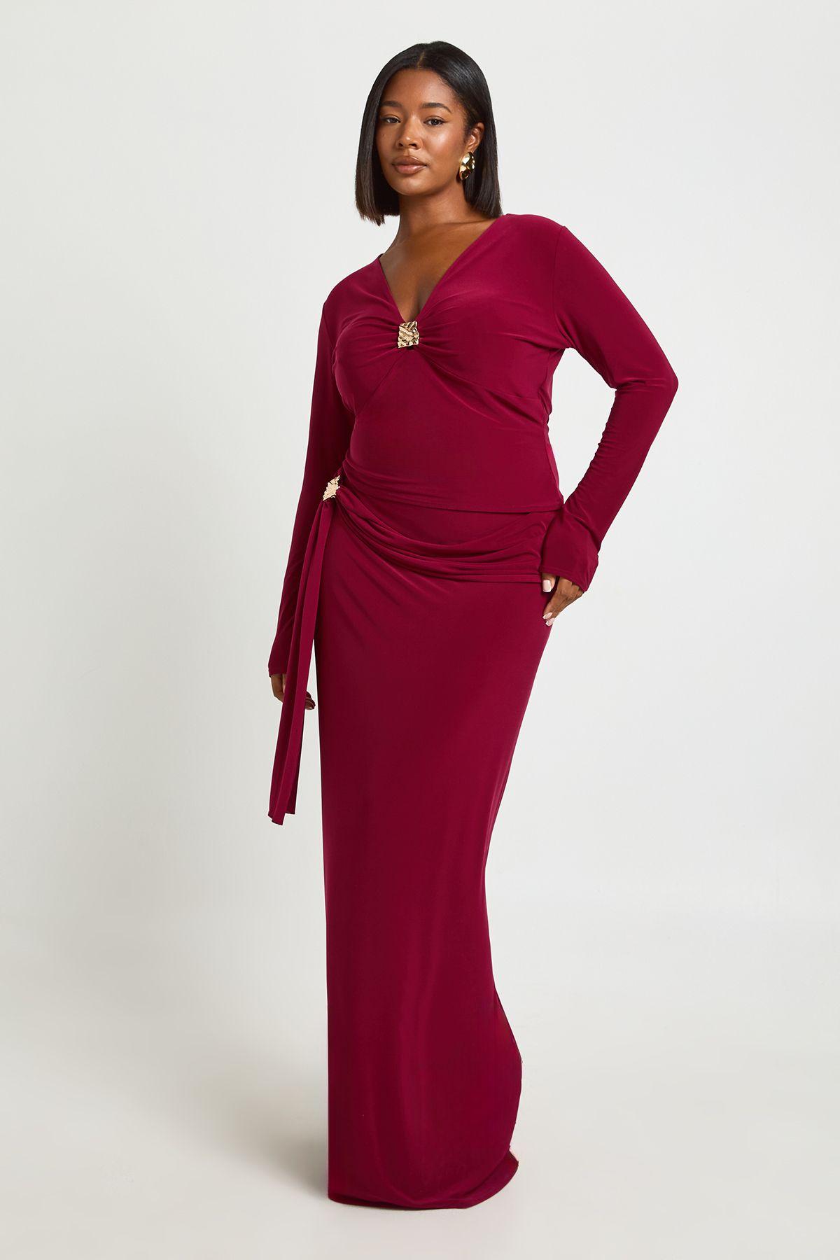 Plus Drape Trim Detail Maxi Skirt by BOOHOO