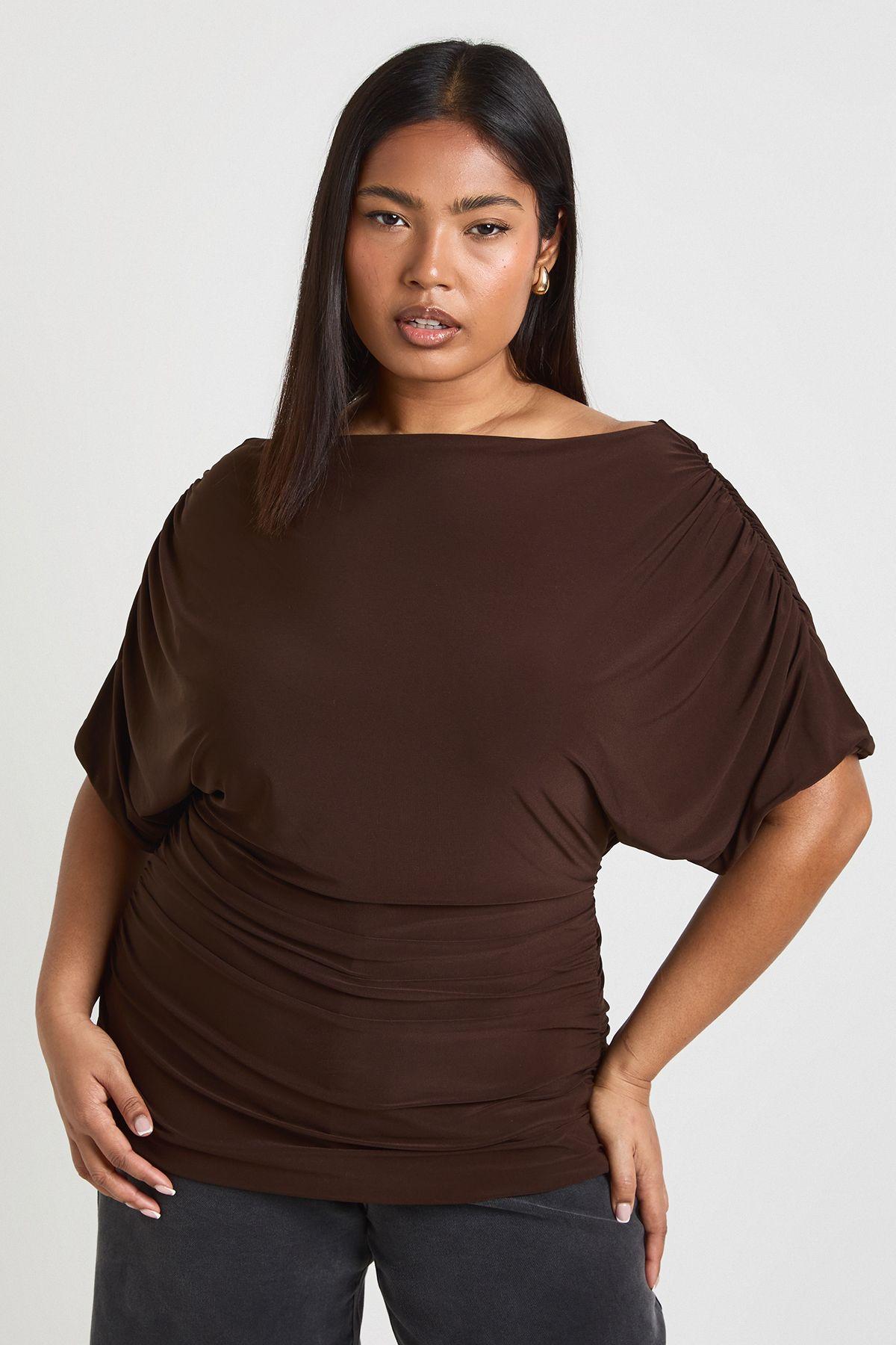 Plus Draped Bardot Top by BOOHOO