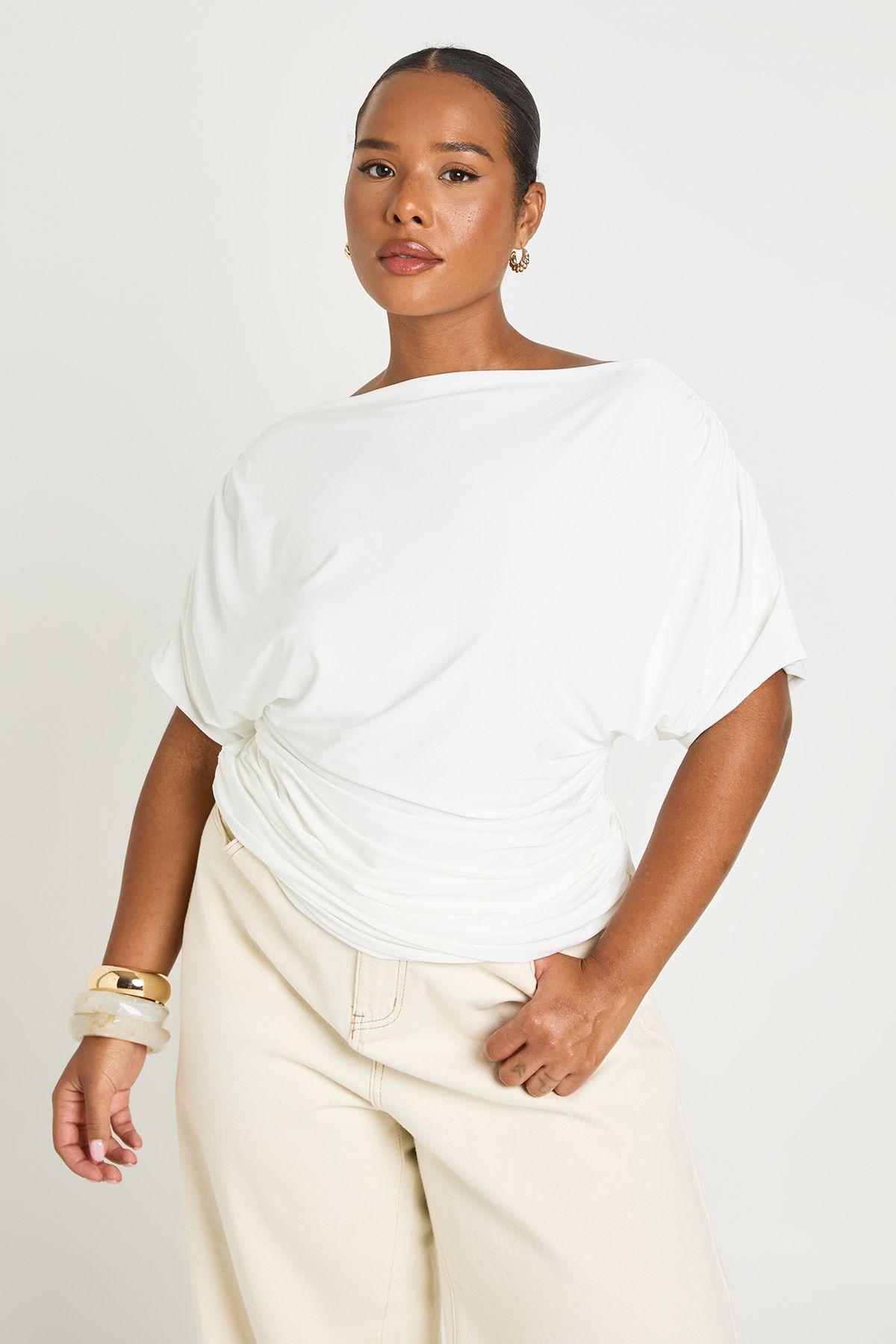 Plus Draped Bardot Top by BOOHOO