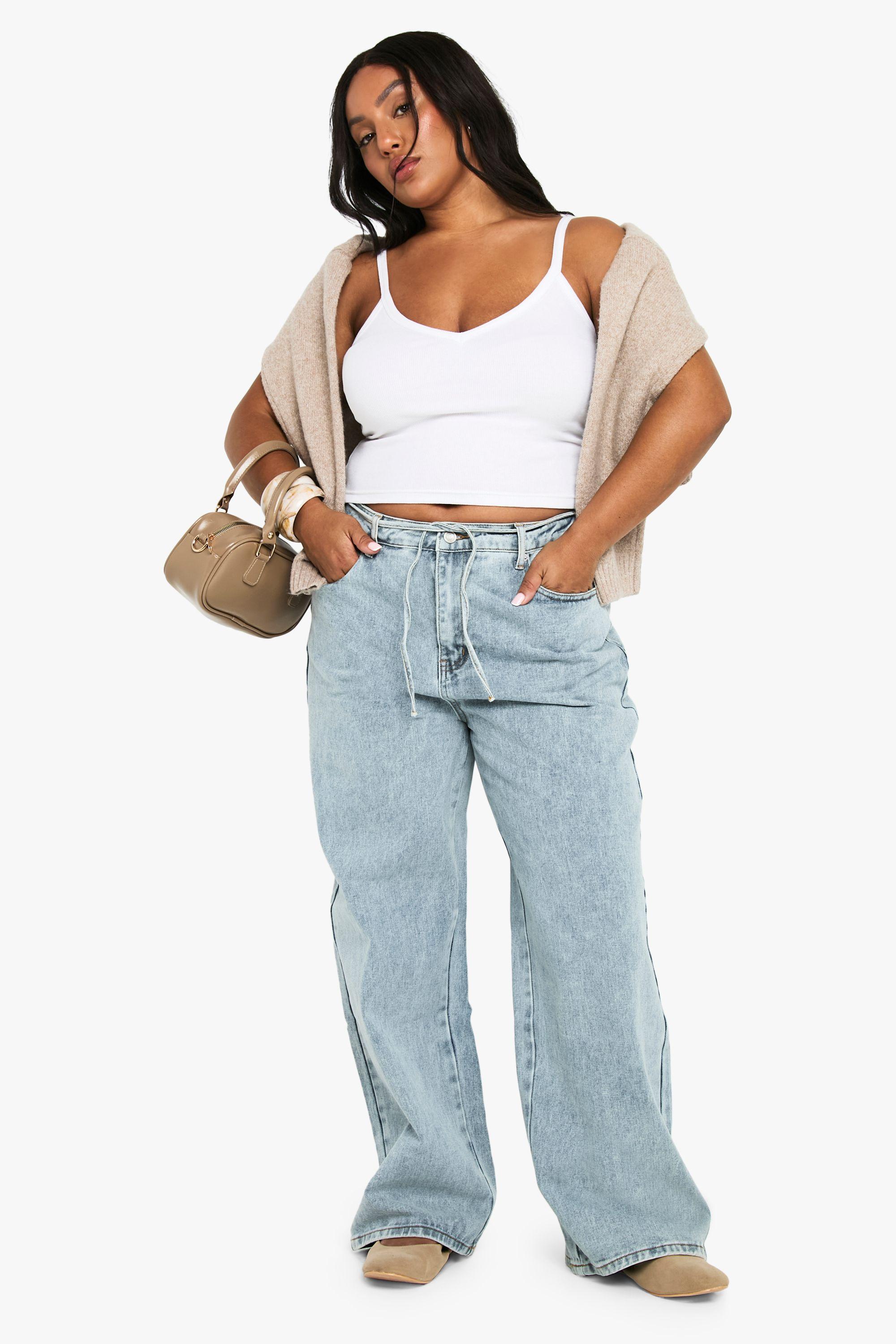 Plus Elasticated Back Tie Drawstring Straight Leg Jean by BOOHOO