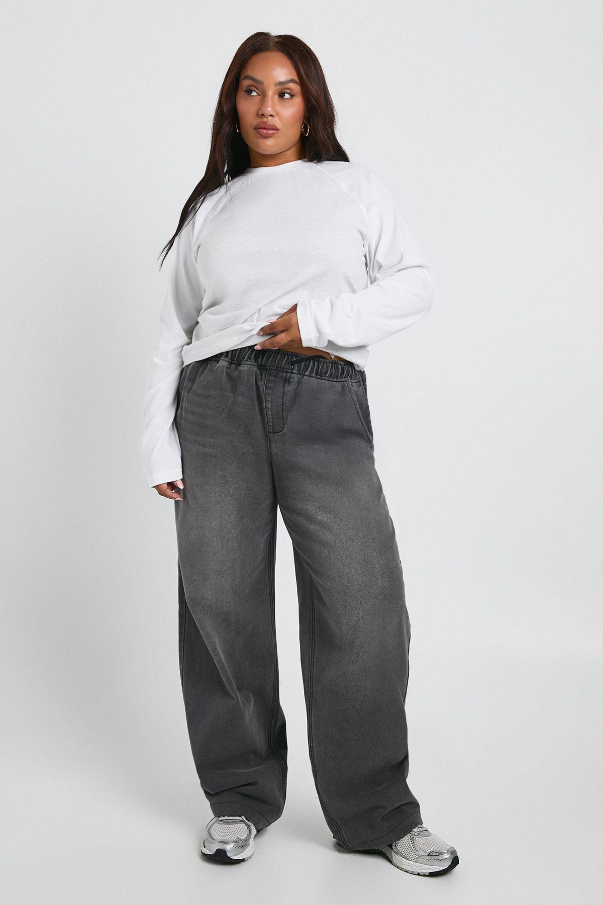 Plus Elasticated Waist Wide Leg Jean by BOOHOO