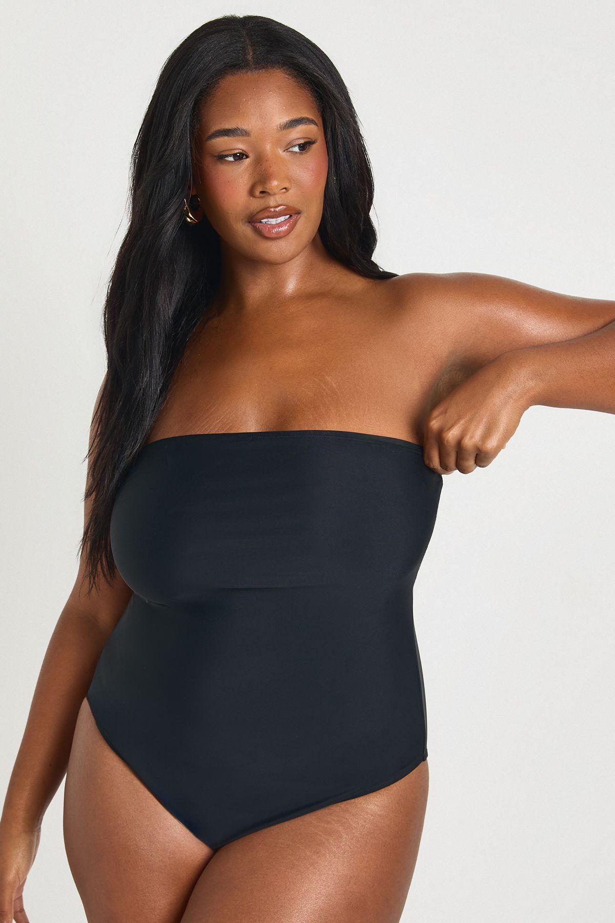 Plus Essentials Bandeau Swimsuit by BOOHOO