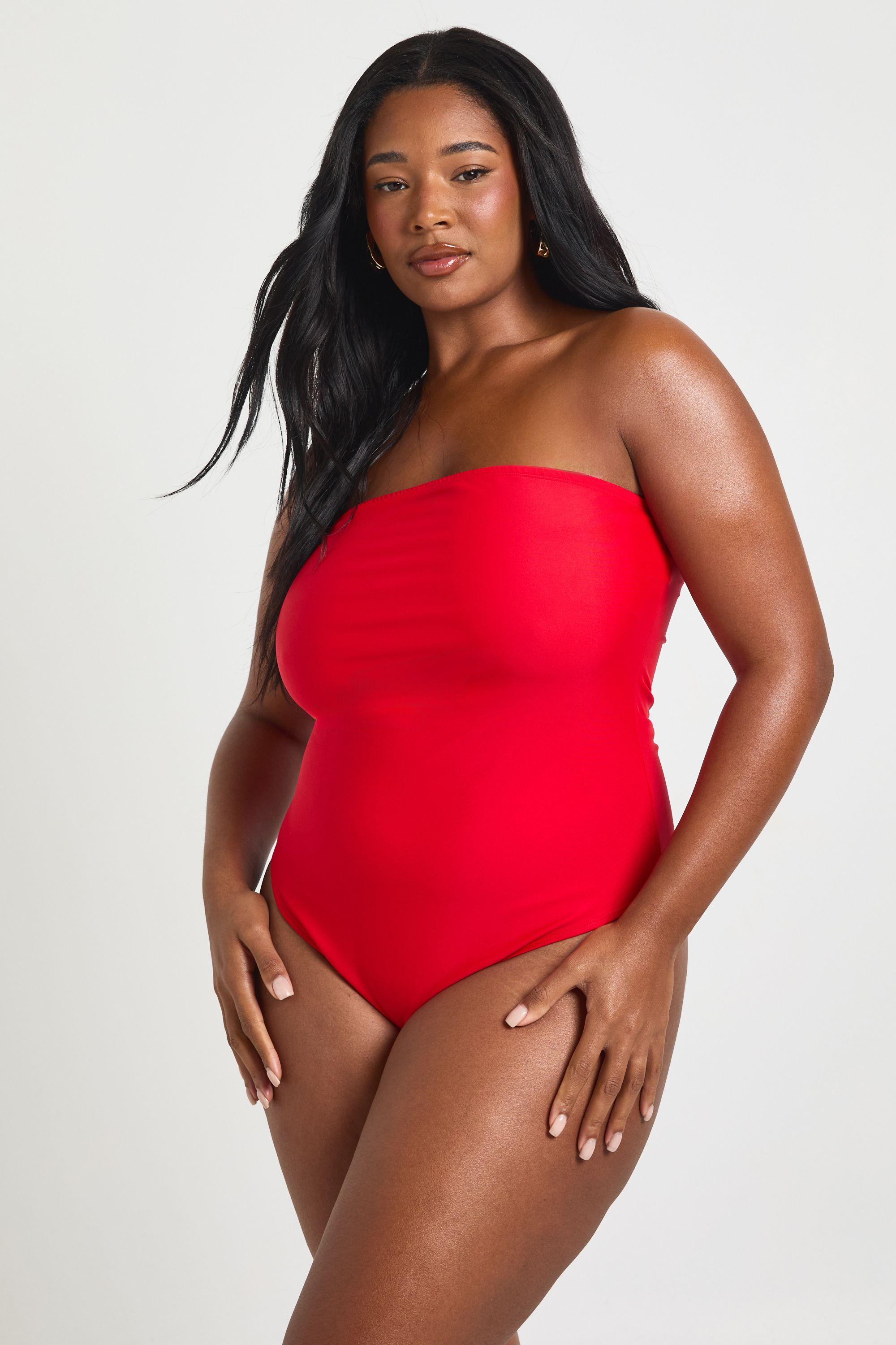 Plus Essentials Bandeau Swimsuit by BOOHOO
