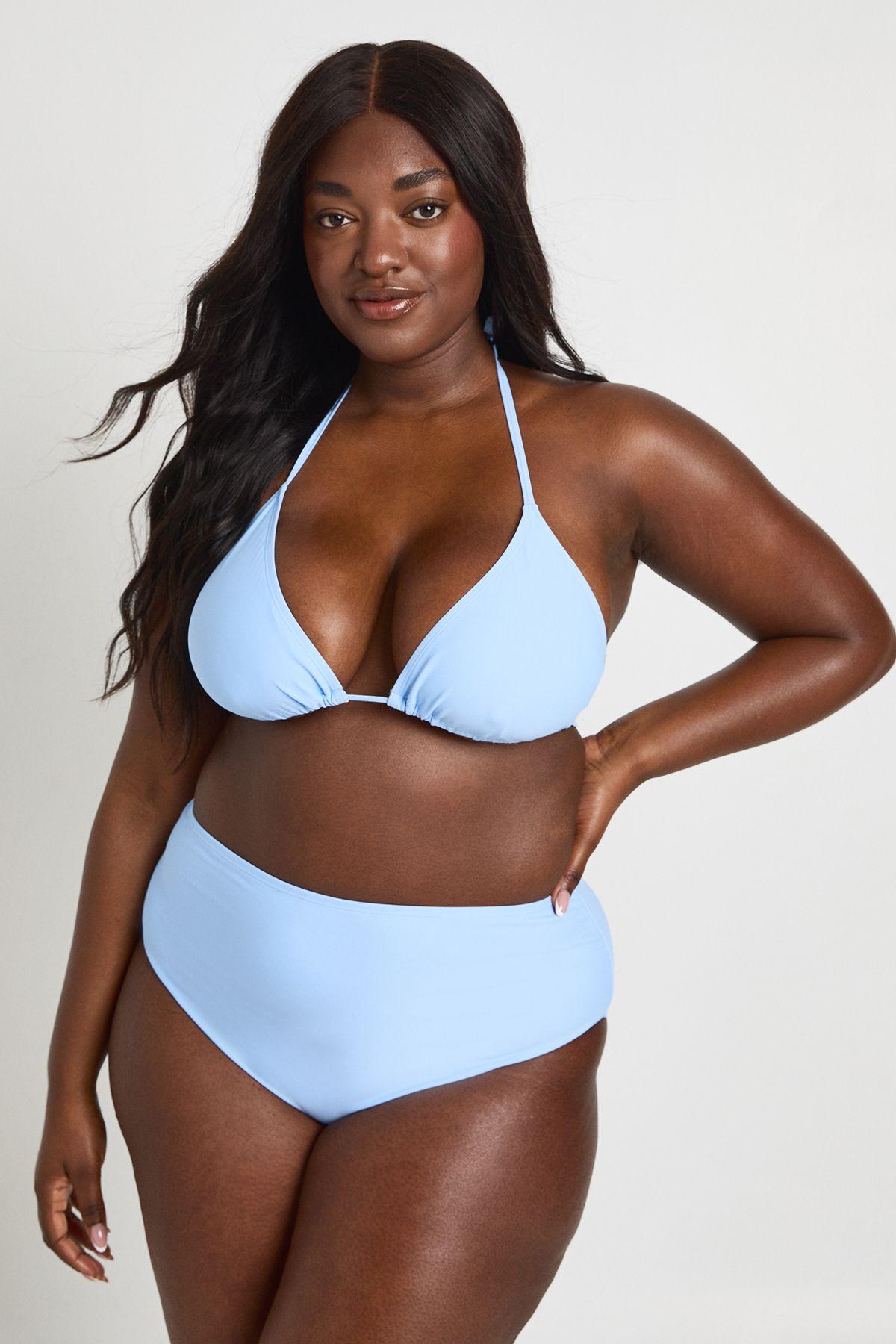 Plus  Essentials High Waist Bikini Bottom by BOOHOO
