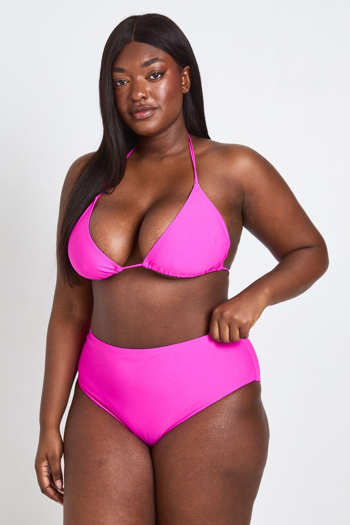 Plus Essentials High Waist Bikini Bottom by BOOHOO