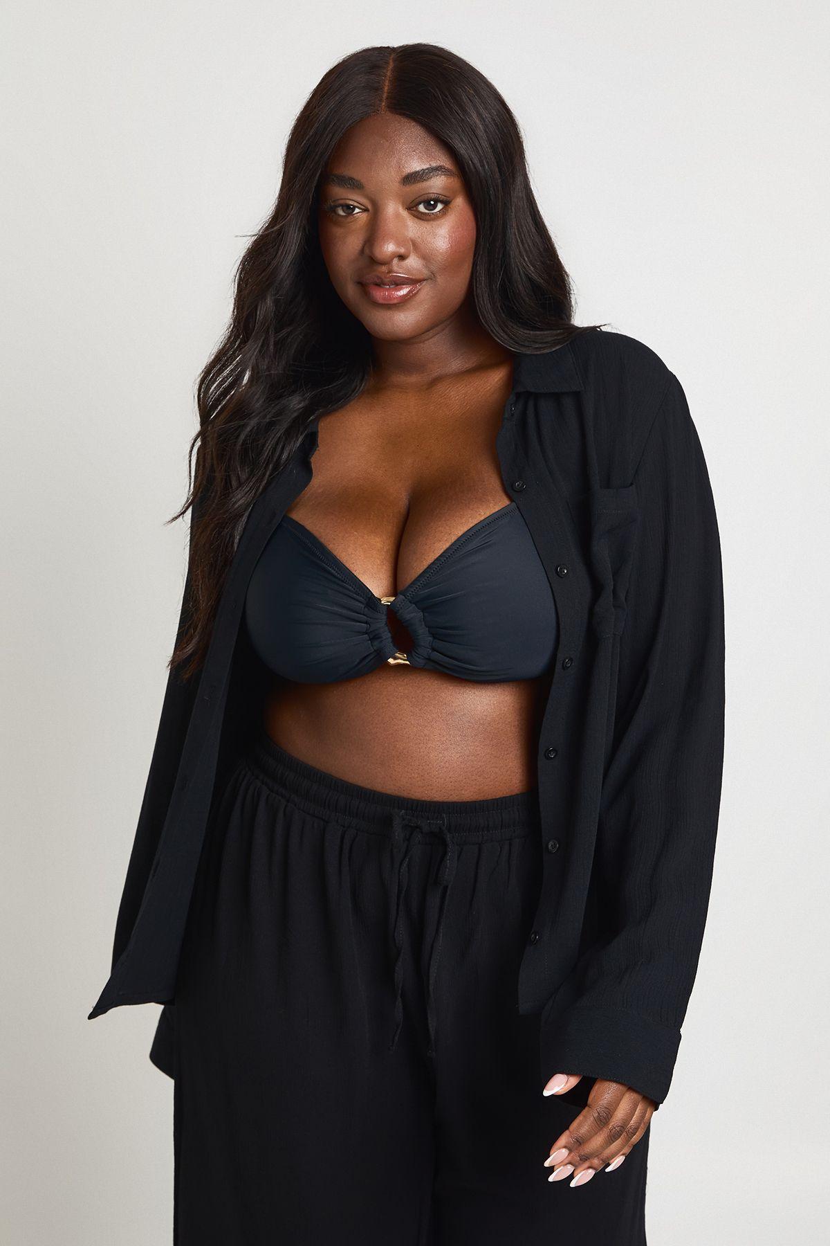 Plus Essentials Oversized Linen Look Shirt by BOOHOO