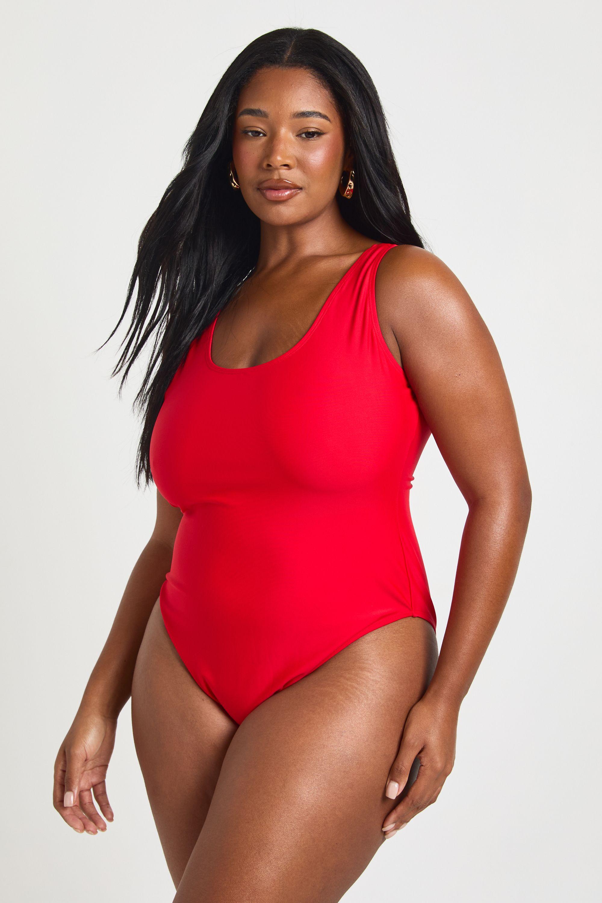 Plus Essentials Scoop Neck Swimsuit by BOOHOO