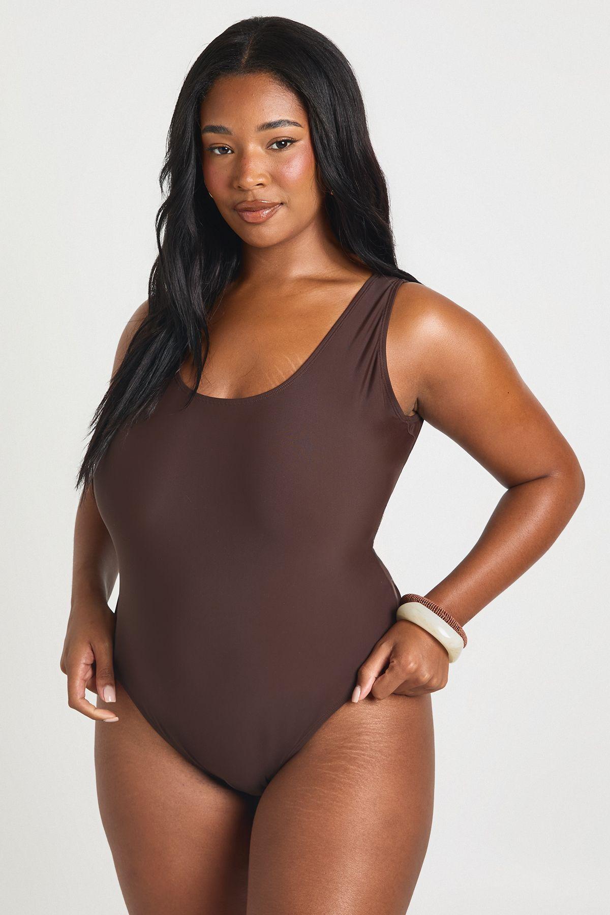 Plus Essentials Scoop Neck Swimsuit by BOOHOO