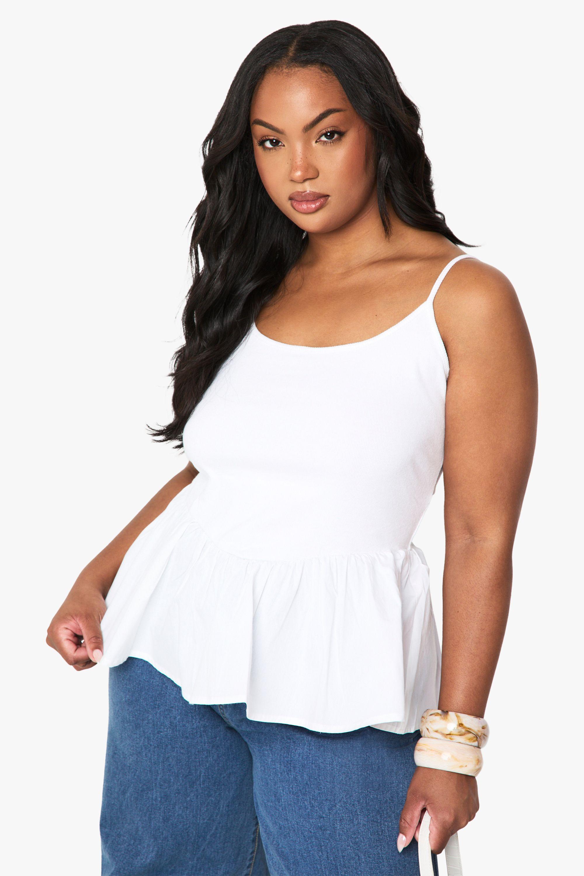 Plus Fabric Mix Peplum Top by BOOHOO