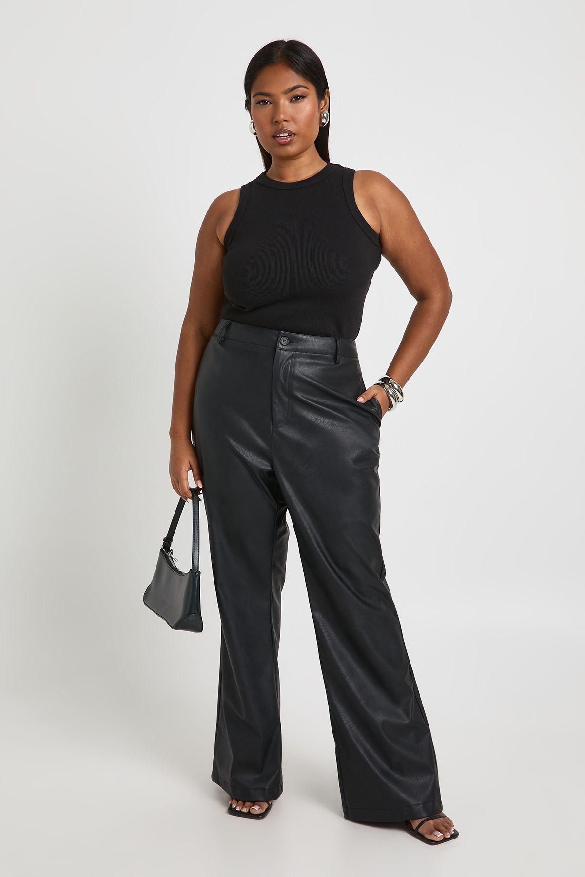 Plus Faux Leather Flare Trouser by BOOHOO