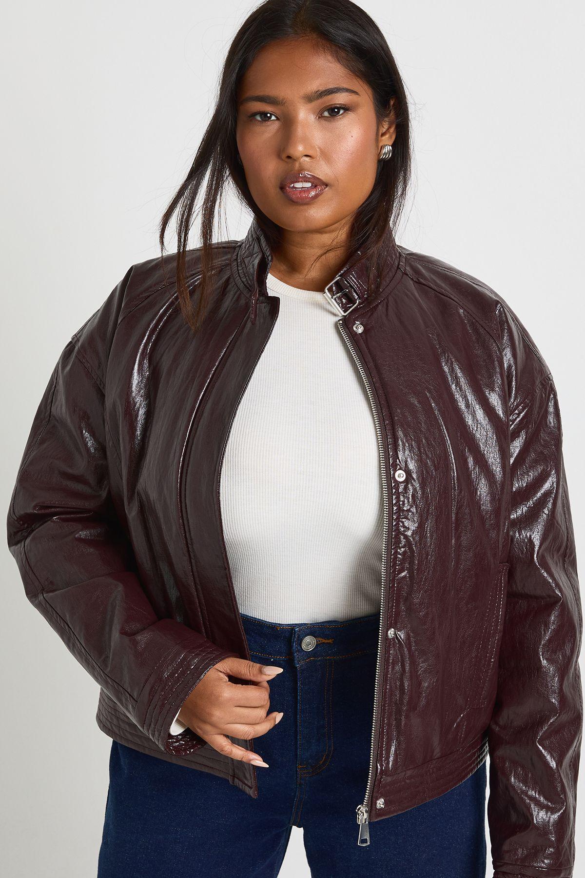 Plus Faux Leather Oversized Jacket by BOOHOO