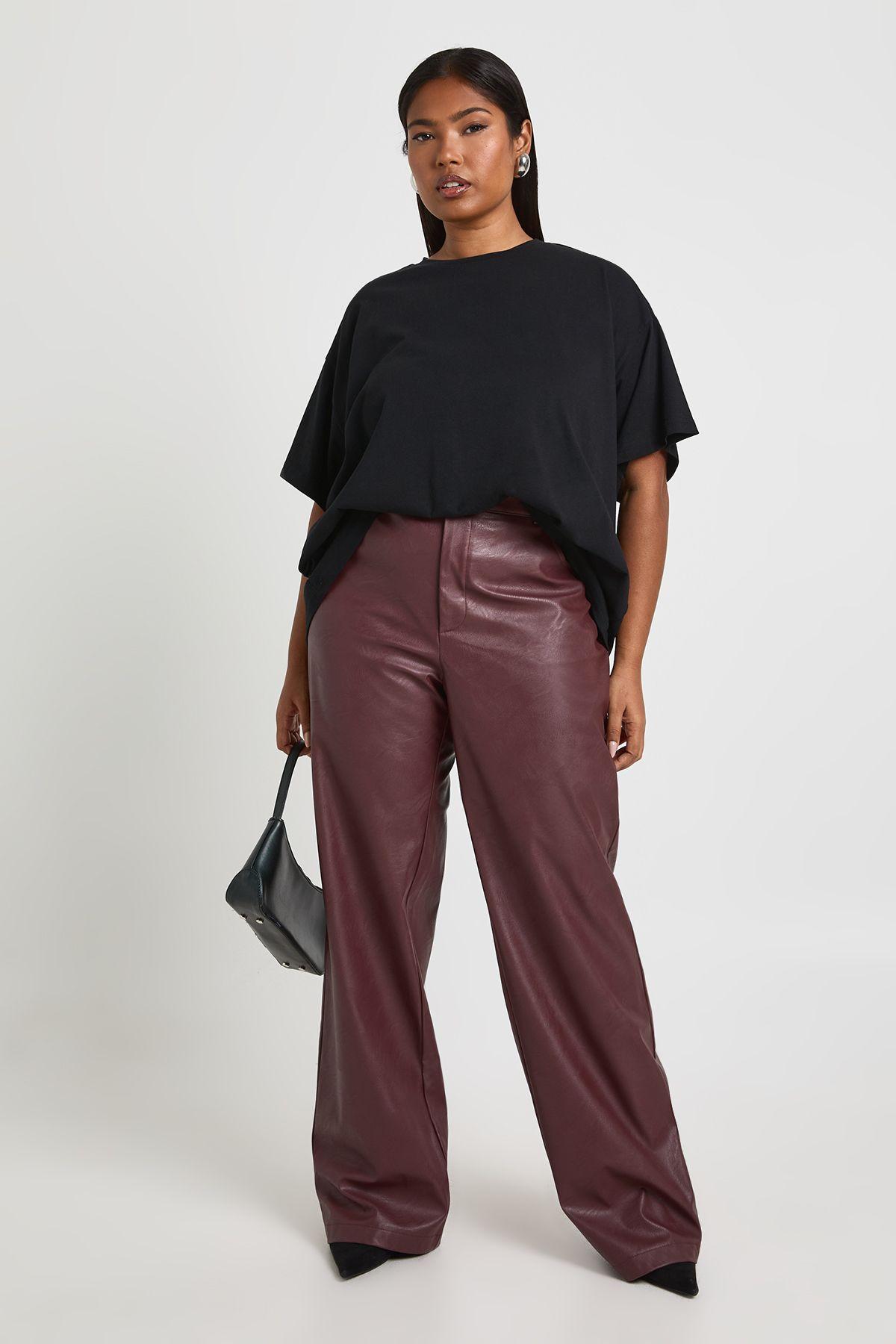 Plus Faux Leather Straight Leg Trouser by BOOHOO