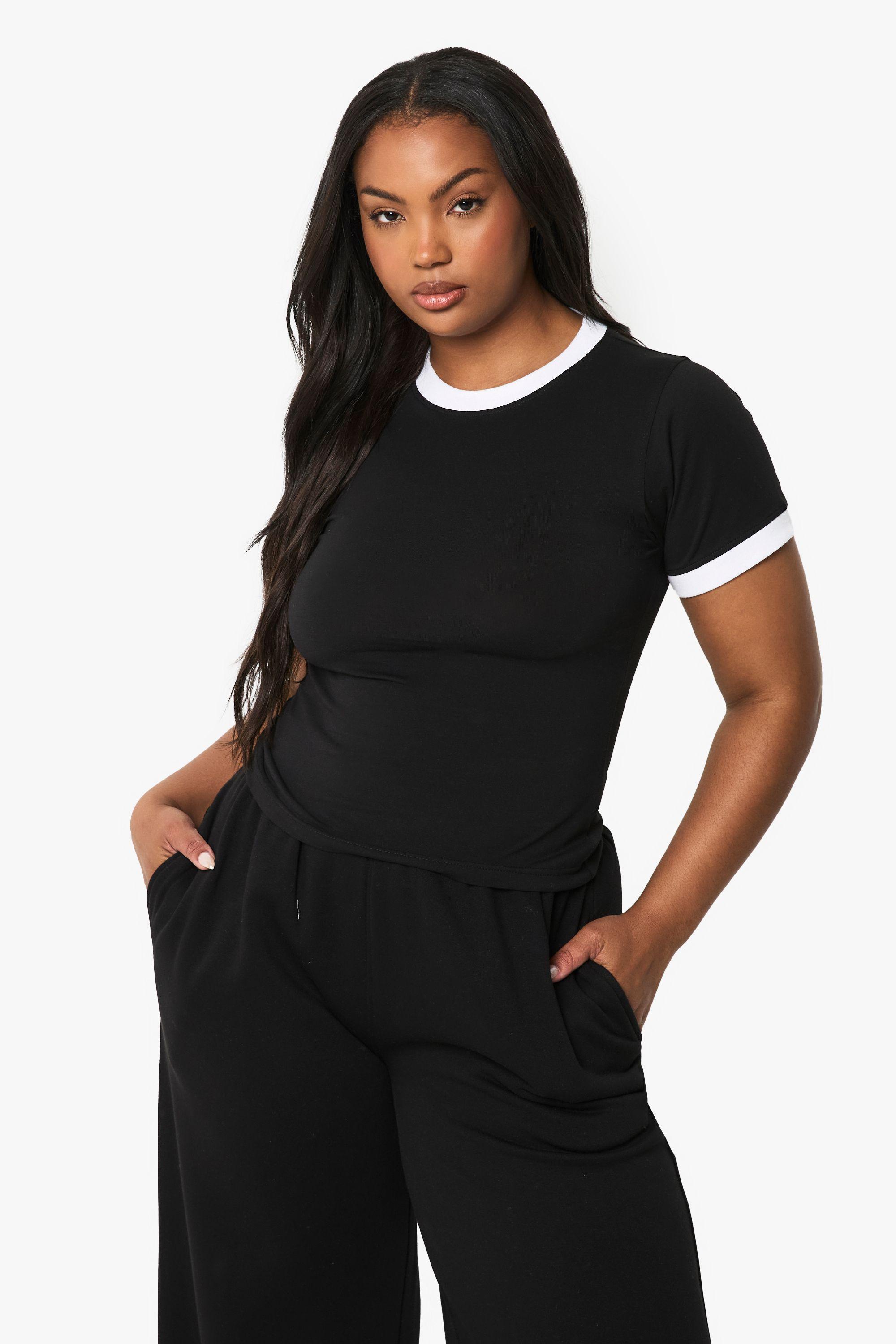 Plus Fitted Ringer Edge T-shirt by BOOHOO
