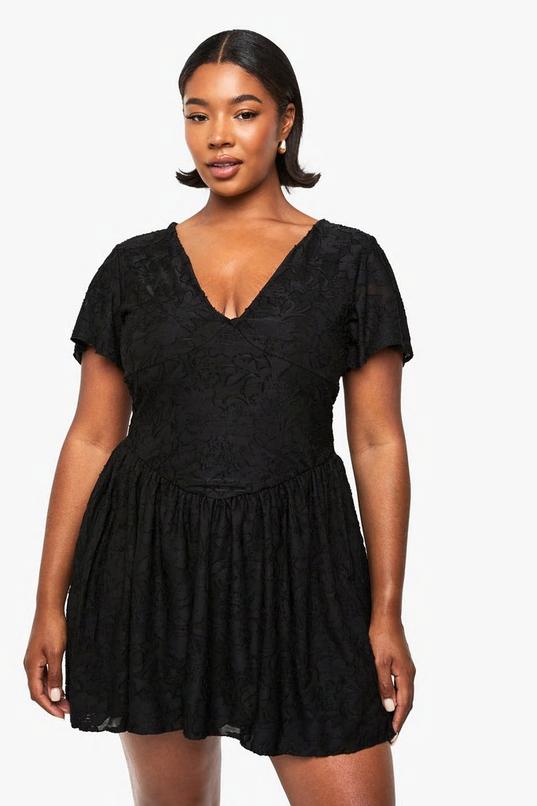 Plus Floral Burnout Mini Skater Dress by BOOHOO