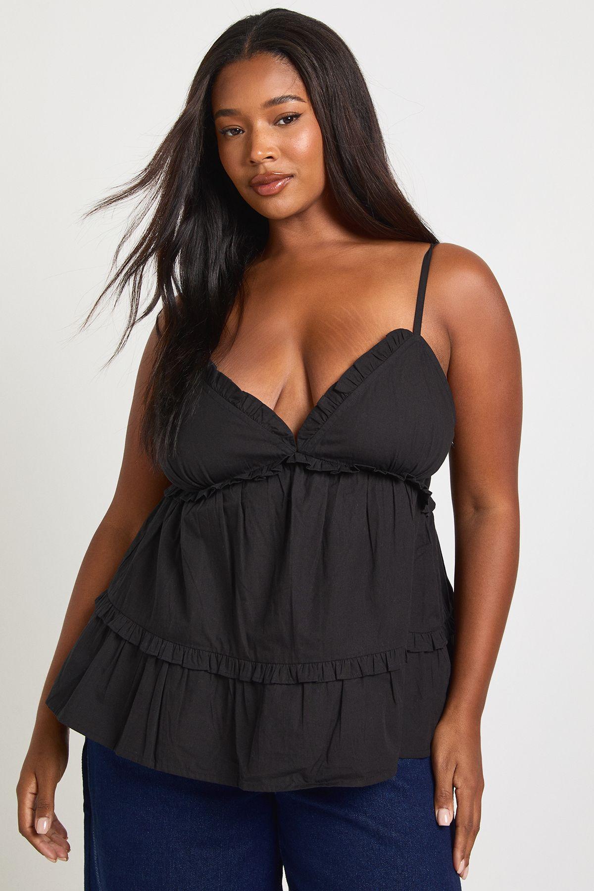 Plus Frill Detail Strappy Top by BOOHOO
