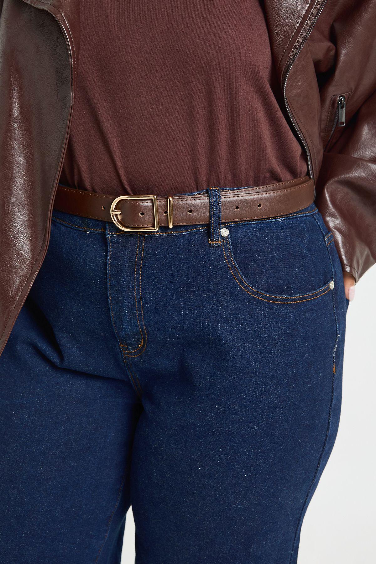 Plus Fuax Leather Gold Trim Belt by BOOHOO