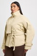 Plus Funnel Neck Belted Trench Coat by BOOHOO