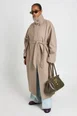 Plus Funnel Neck Belted Wool Look Coat by BOOHOO