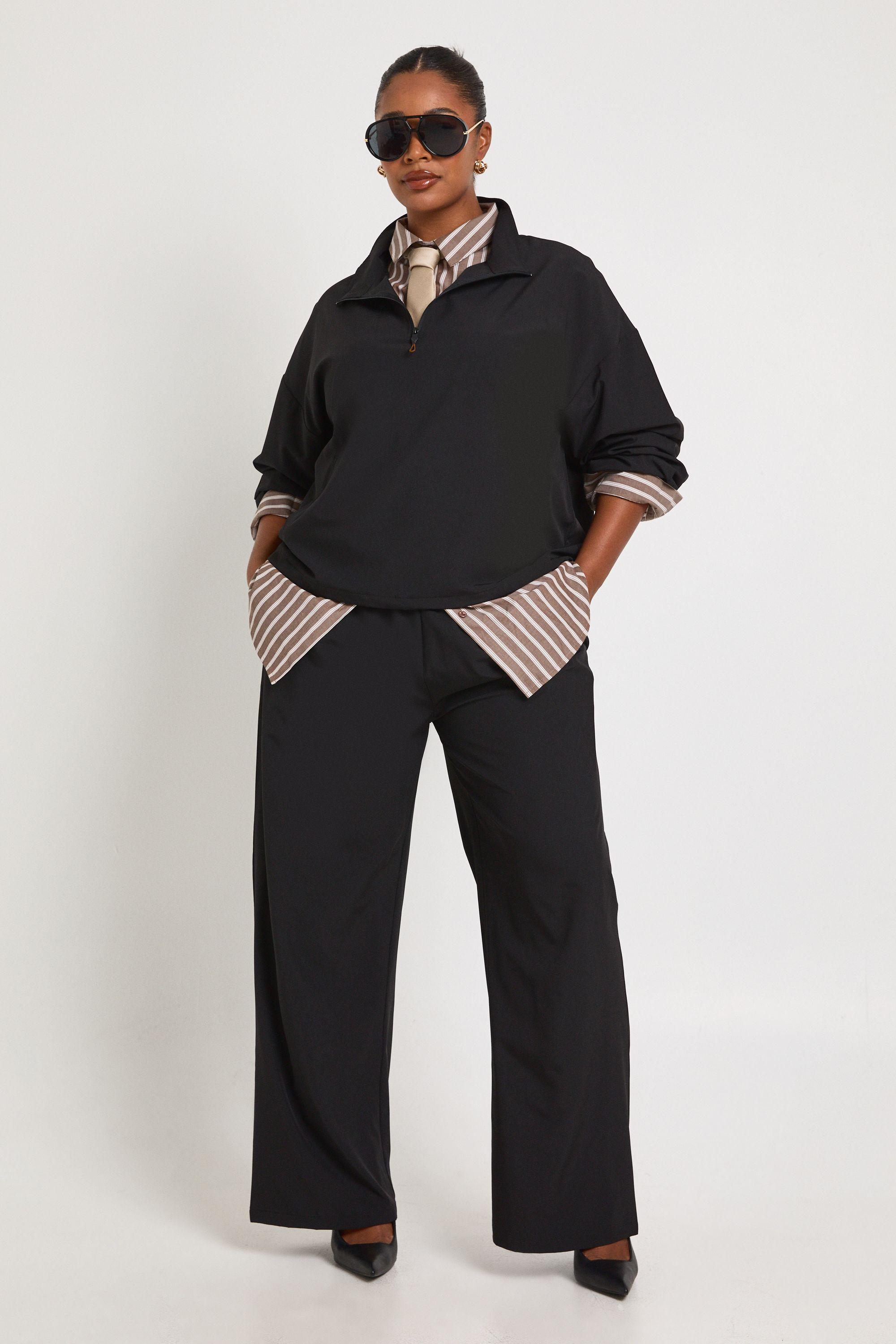 Plus Funnel Neck Half Zip Nylon Zip Up Tracksuit by BOOHOO