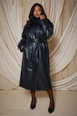 Plus Funnel Neck Pebbled Faux Leather Trench Coat by BOOHOO Plus Funnel Neck Pebbled Faux Leather Trench Coat by BOOHOO